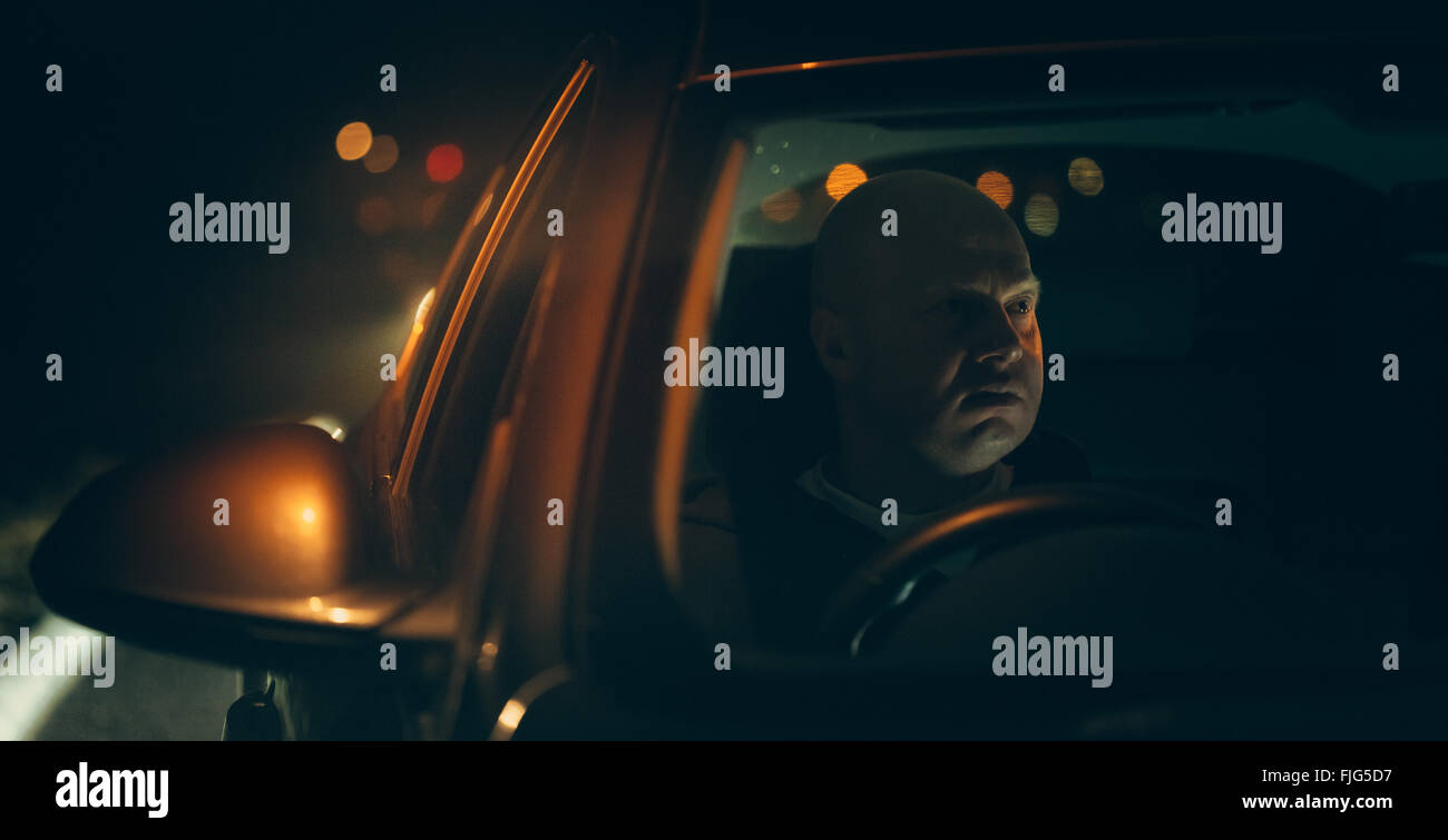 Filmische Auto Lichter Nacht aufnehmen Stockfoto