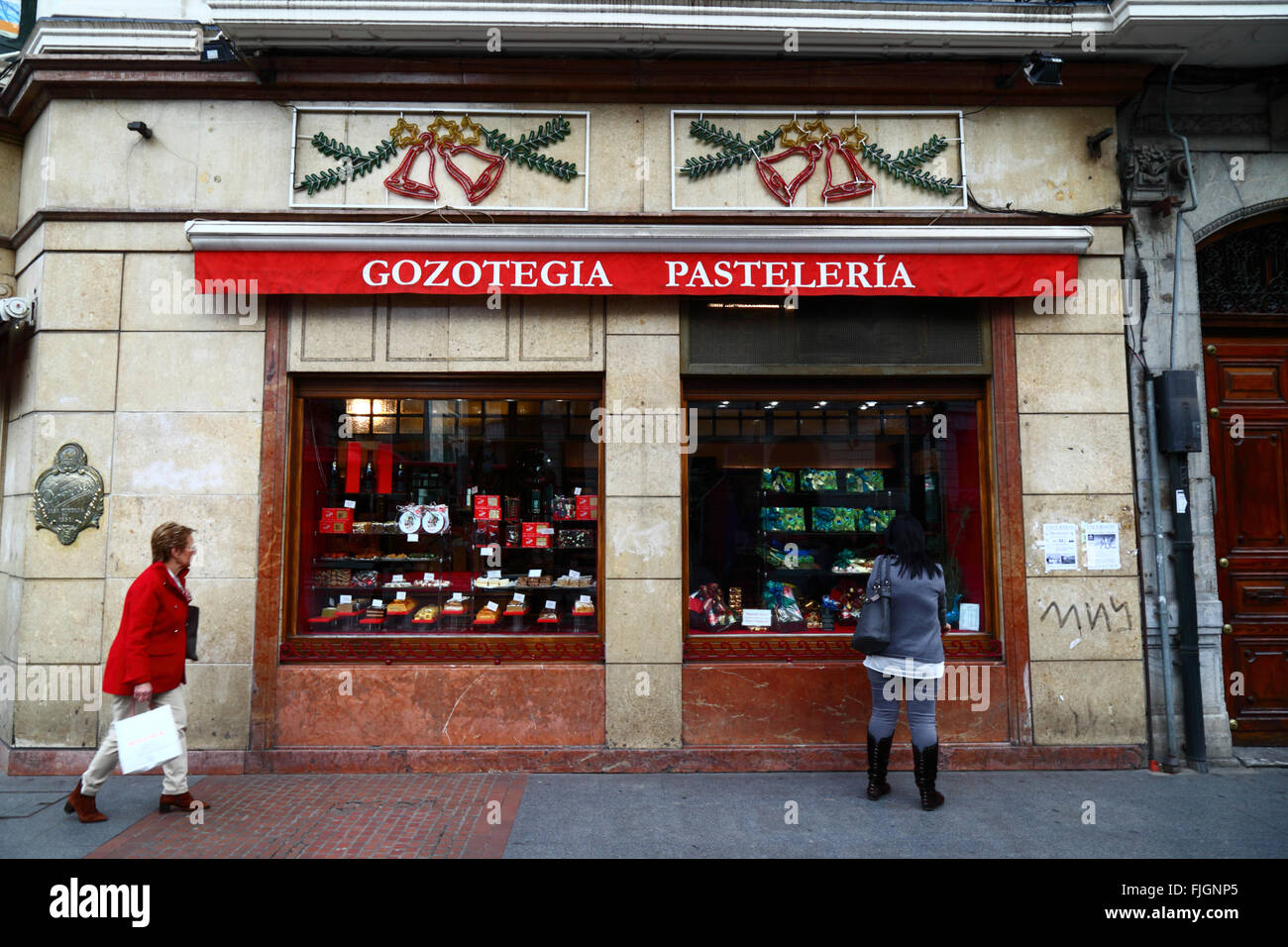 Gozotegia Pasteleria / Kuchen / Süßwaren shop in Bilbao, Baskenland, Spanien Stockfoto