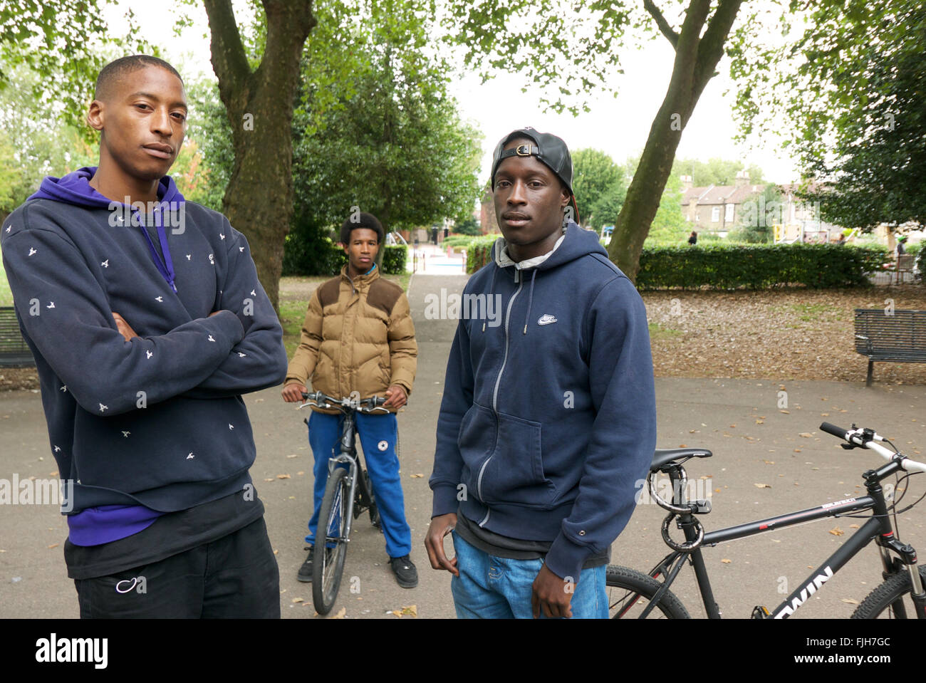 East London schwarze Jugendliche Stockfoto