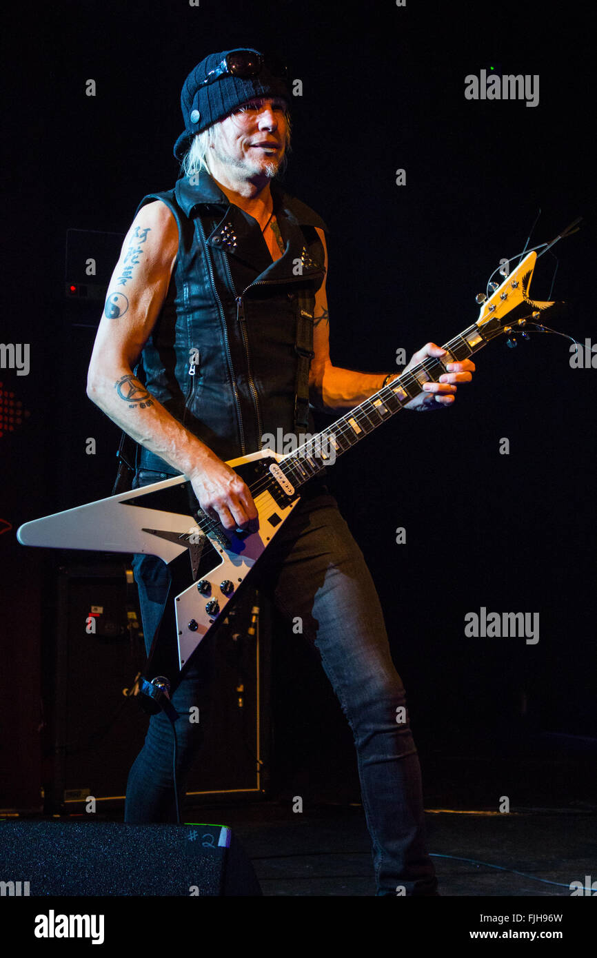 Die legendären deutschen Gitarristen Michael Schenker LIVE at Nottingham Rock City durchführen 29.01.2016 Stockfoto