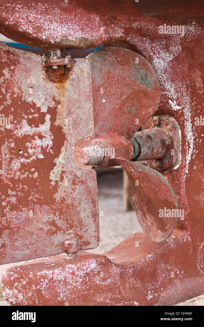 Alte rostige Angeln Boot propeller Stockfoto