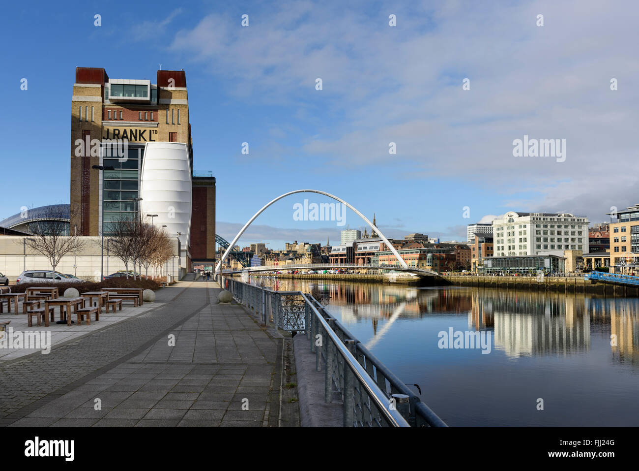 Gateshead-Bank des Flusses Tyne Stockfoto
