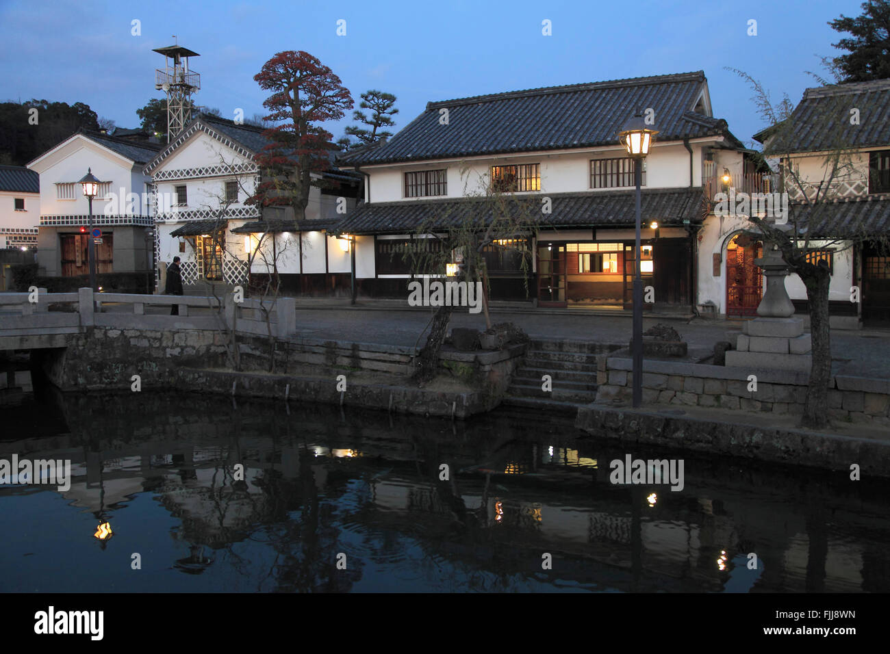Japan, Kurashiki, Straßenszene, Nacht, Stockfoto