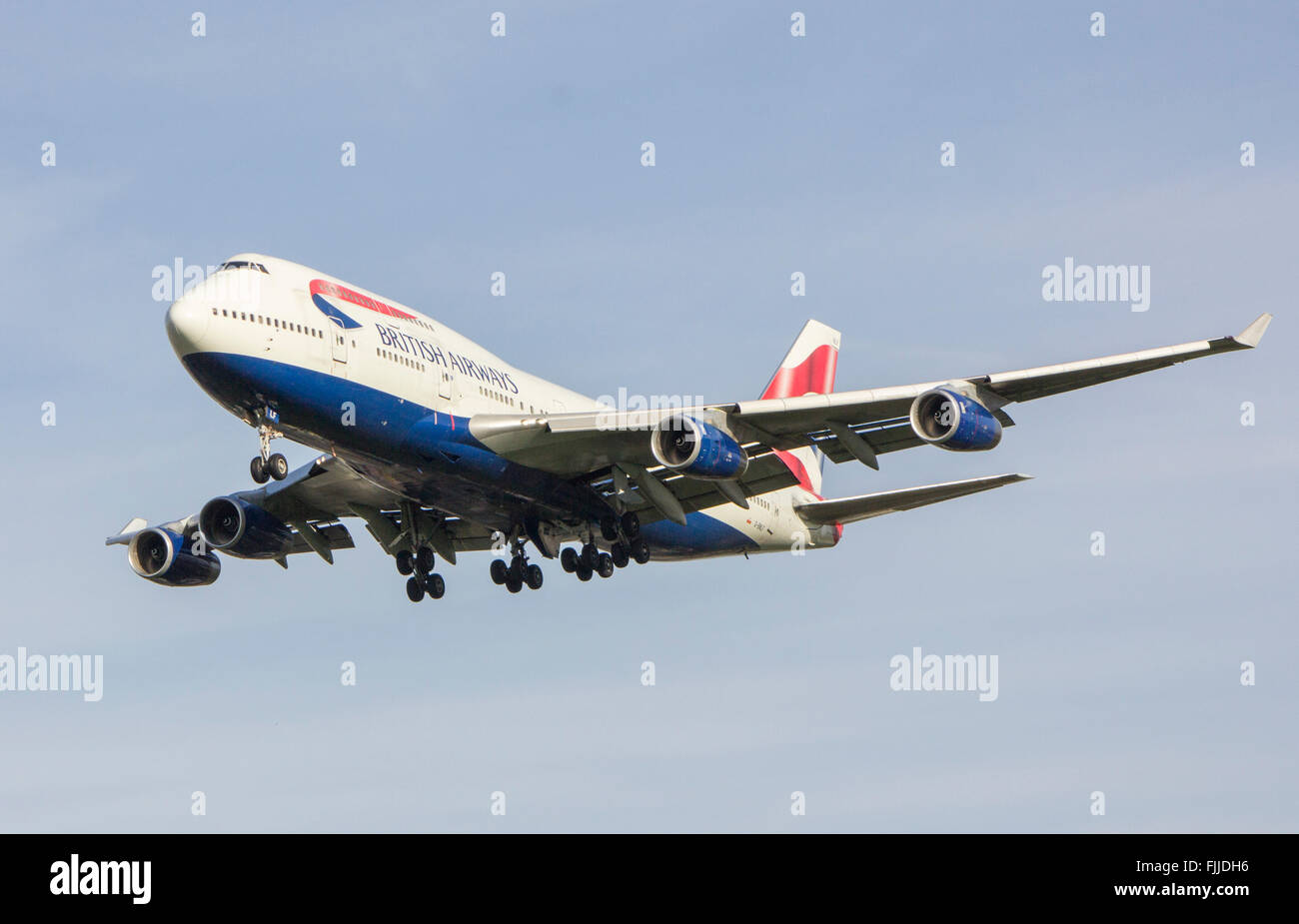 Boeing 747 British Airways Airlines landet auf dem Flughafen Heathrow LHR Stockfoto