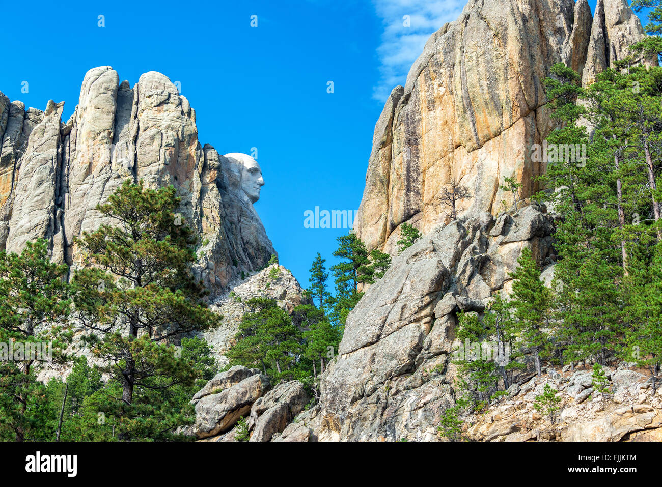 Profil von George Washington am Mount Rushmore Stockfoto