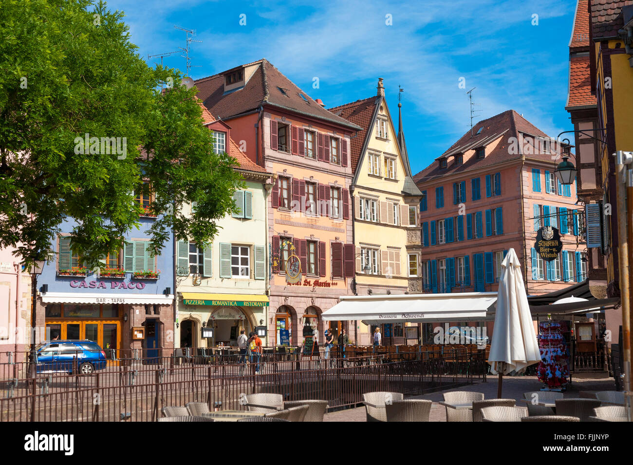 Typische Häuser in der alten Stadt, Colmar, Elsass, Haut-Rhin, Frankreich, Europa Stockfoto