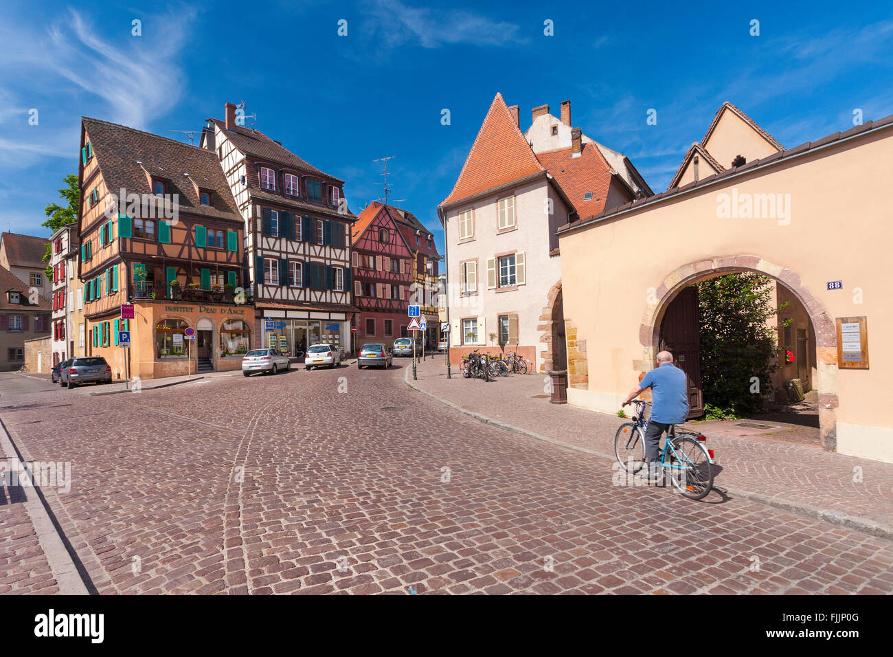 Fachwerkhäuser in der Altstadt, Colmar, Elsass, Haut-Rhin, Frankreich Stockfoto