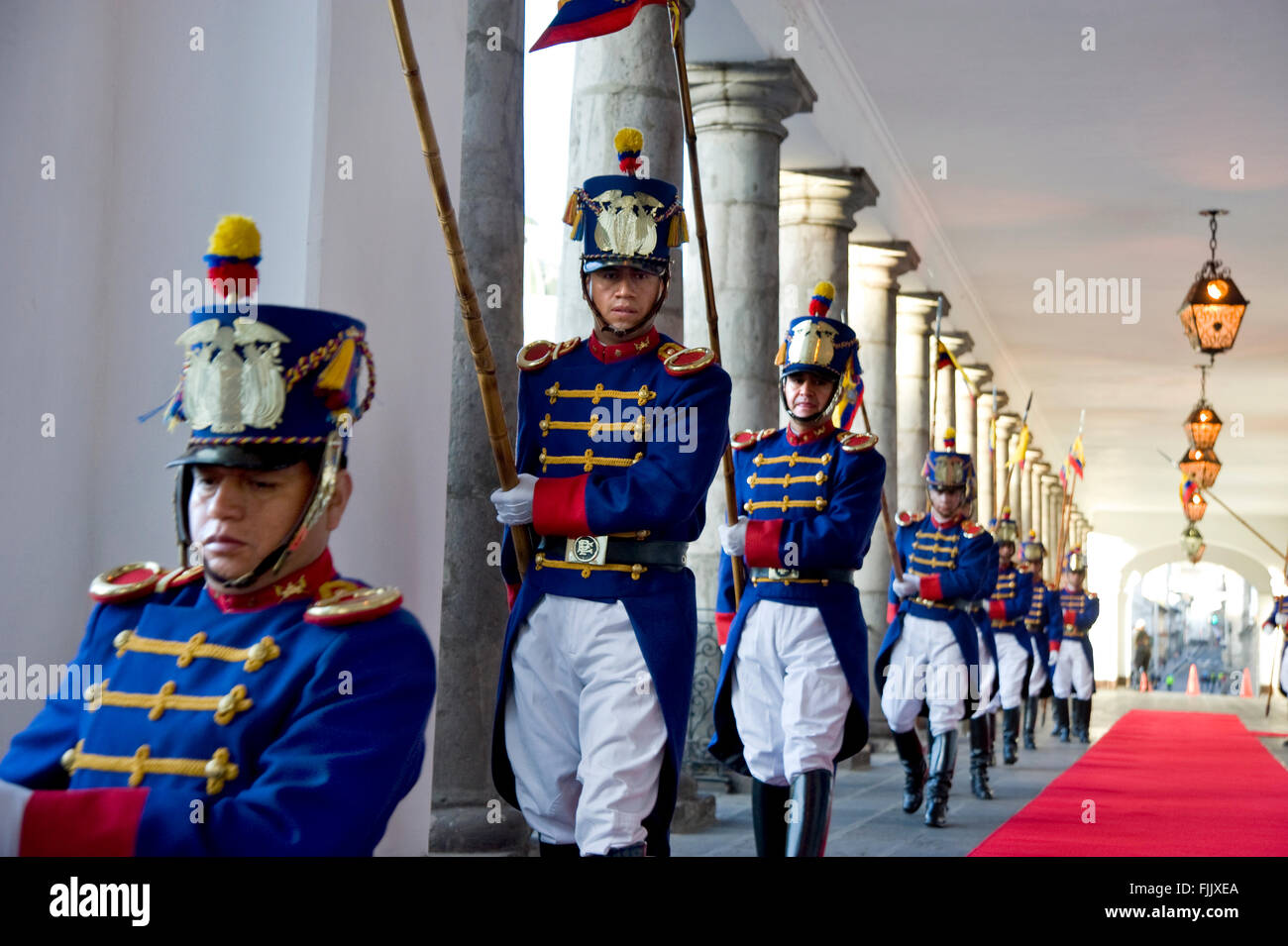 Palastwache am Präsidentenpalast in Quito, Ecuador Stockfoto