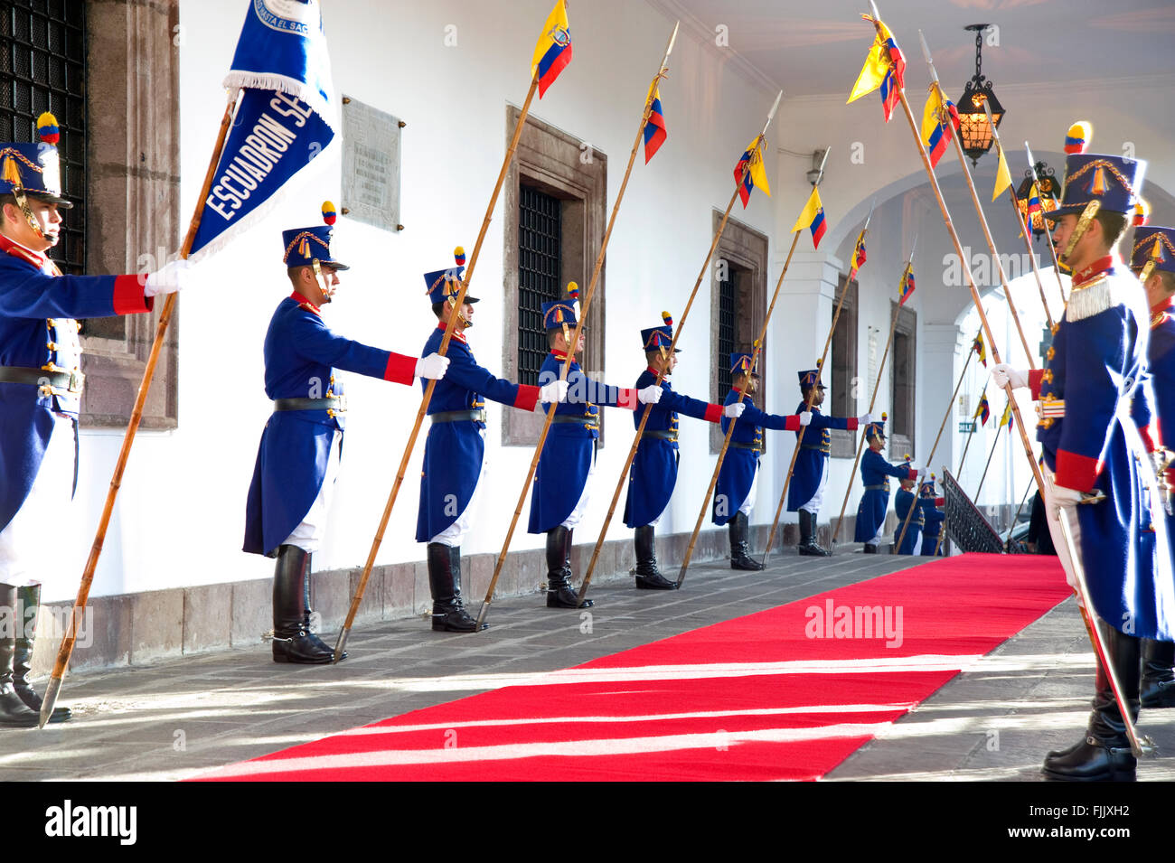 Palastwache am Präsidentenpalast in Quito, Ecuador Stockfoto