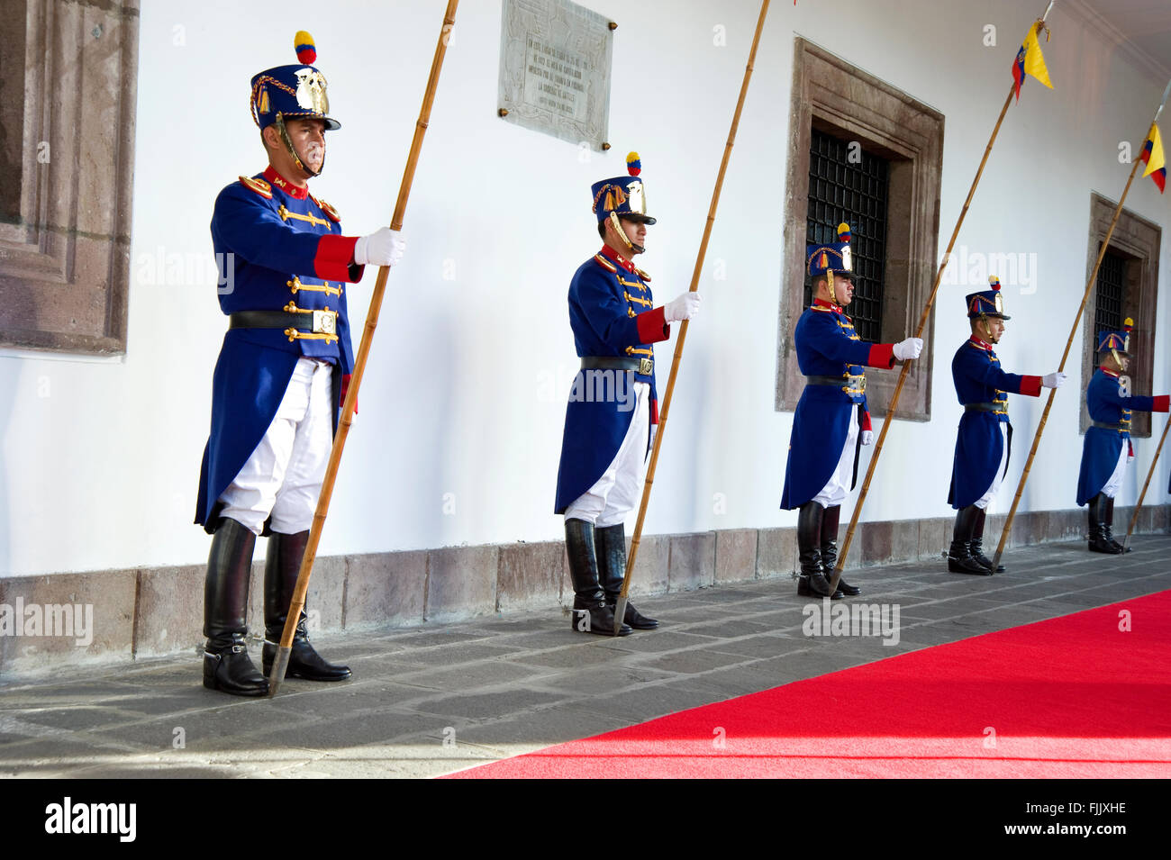 Palastwache am Präsidentenpalast in Quito, Ecuador Stockfoto