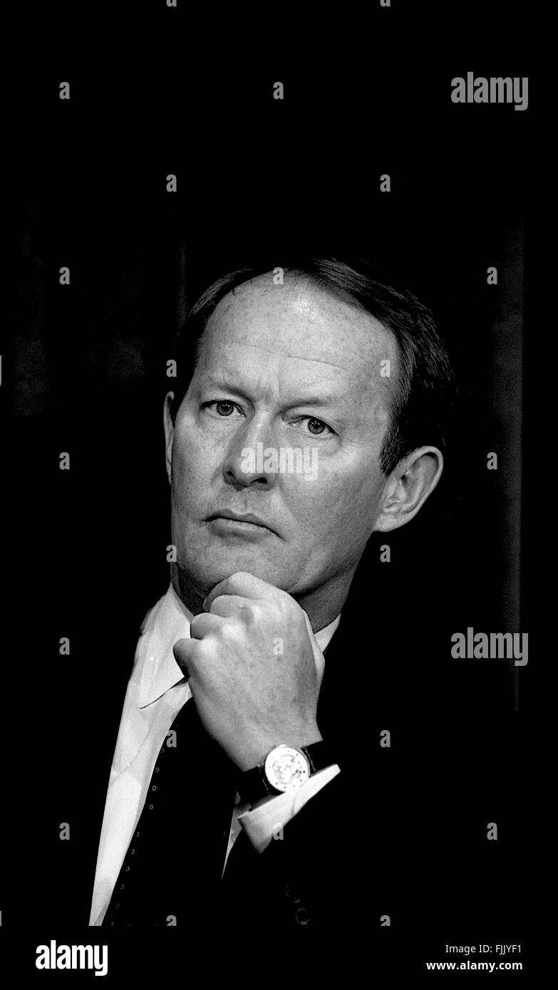 Washington, DC, USA, 18. April 1991 Bildungsministerin Lamar Alexander auf Briefing am nationalen Strategie für Bildung.  Bildnachweis: Mark Reinstein Stockfoto