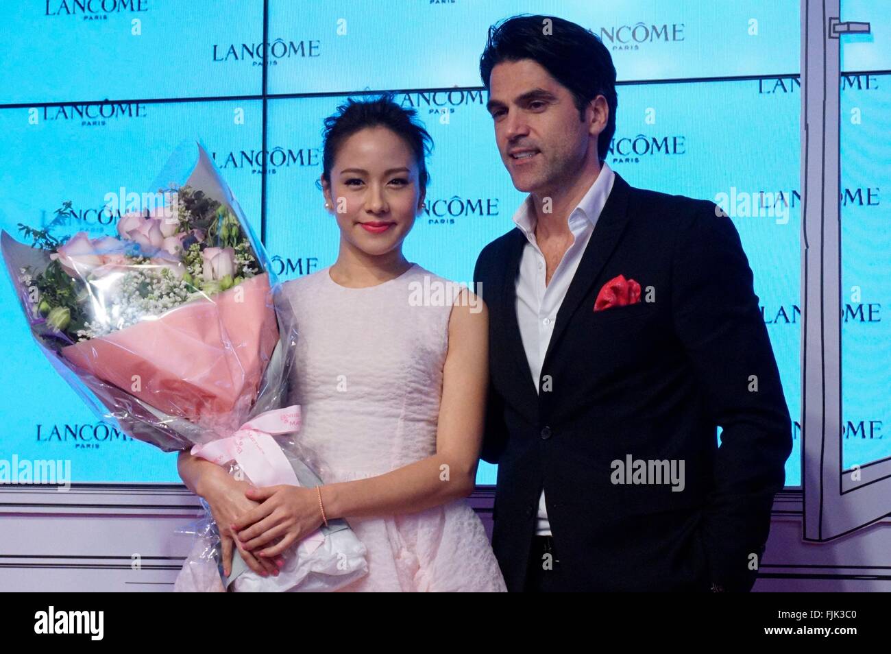 Hongkong, China. 2. März 2016. Karena Lam besucht Lancome Lippenstift Förderung Konferenz in Hongkong, China am 2. März 2016. © TopPhoto/Alamy Live-Nachrichten Stockfoto