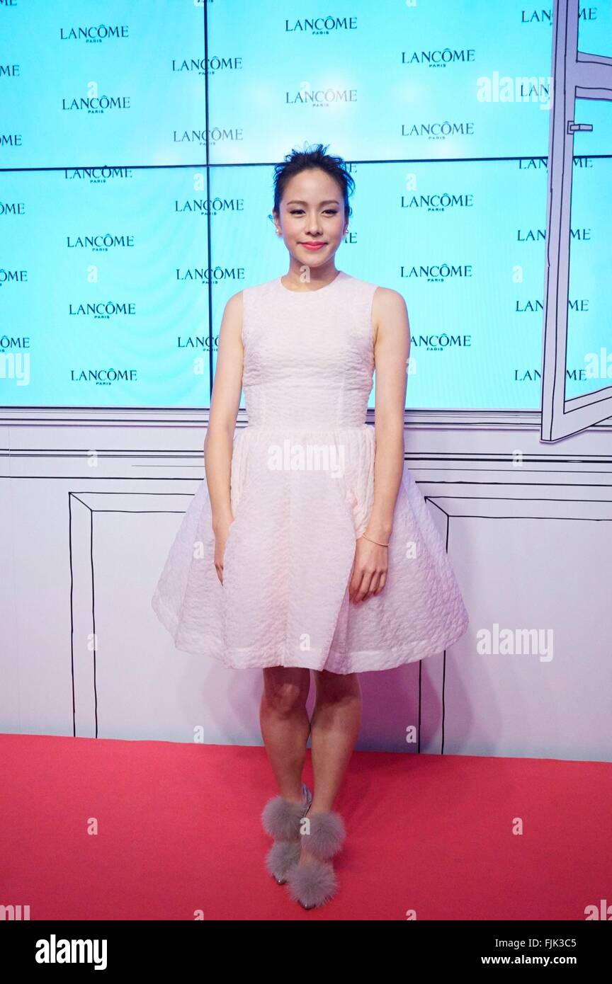 Hongkong, China. 2. März 2016. Karena Lam besucht Lancome Lippenstift Förderung Konferenz in Hongkong, China am 2. März 2016. © TopPhoto/Alamy Live-Nachrichten Stockfoto