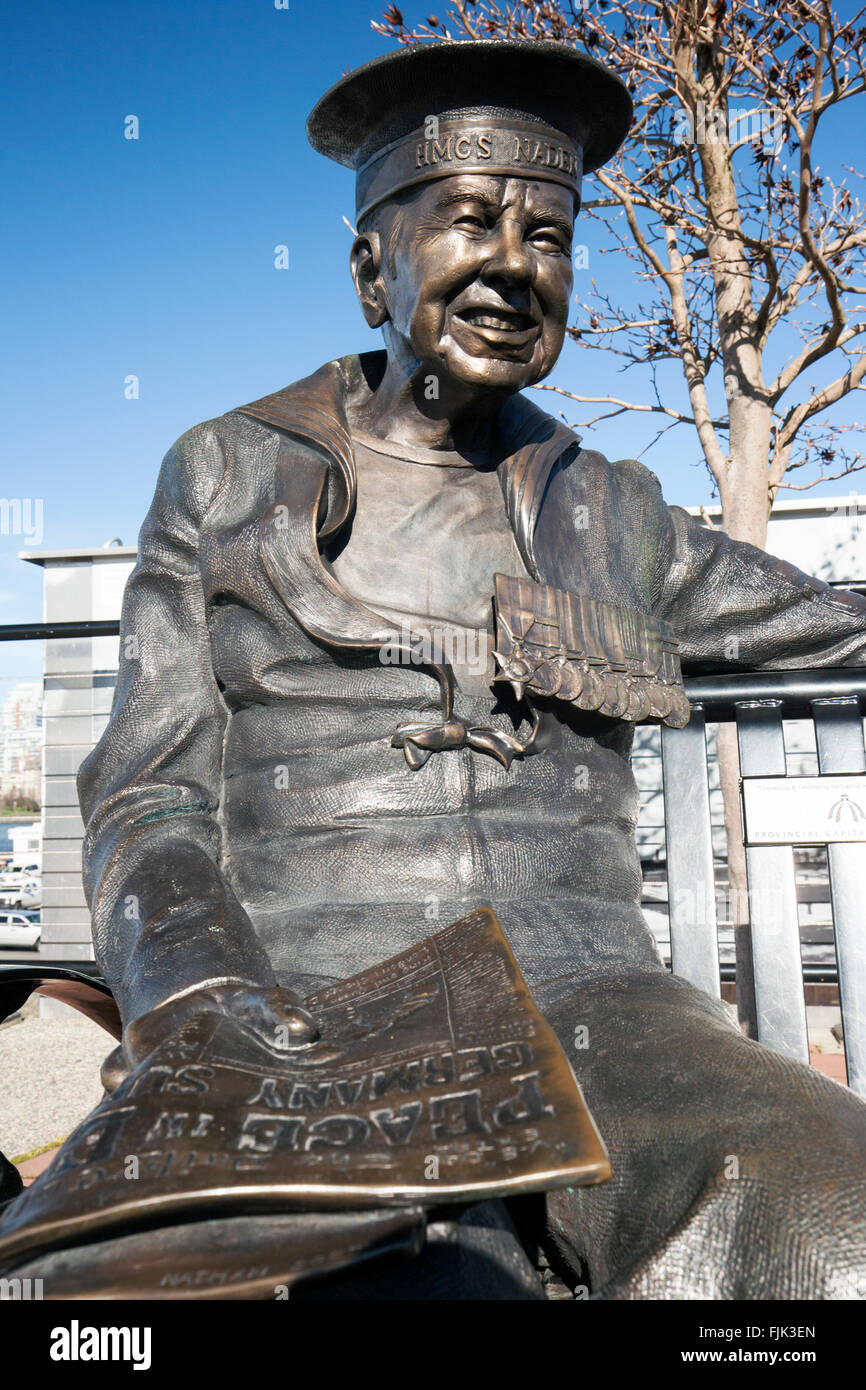 Nabel Officer Statue von Nathan Scott in Victoria, Vancouver Island, British Columbia, Kanada Stockfoto