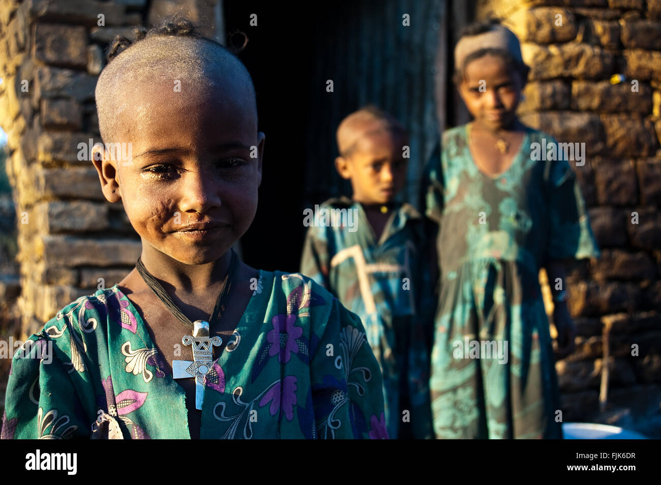 Kinder, die Zugehörigkeit zum Volk Agaw (Äthiopien) Stockfoto