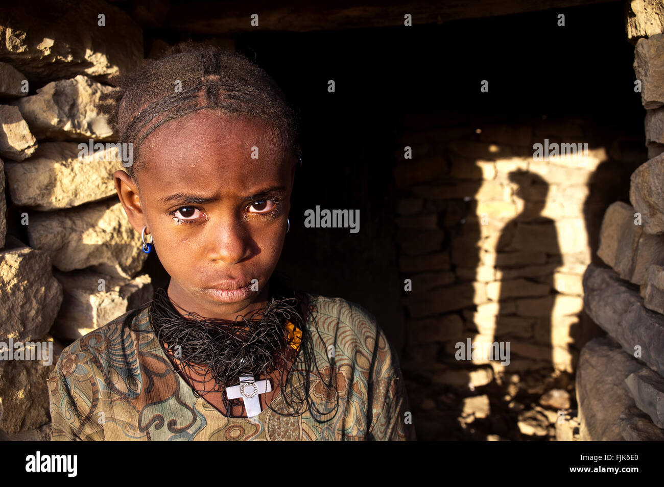 Mädchen, die Zugehörigkeit zum Volk Agaw (Äthiopien) Stockfoto