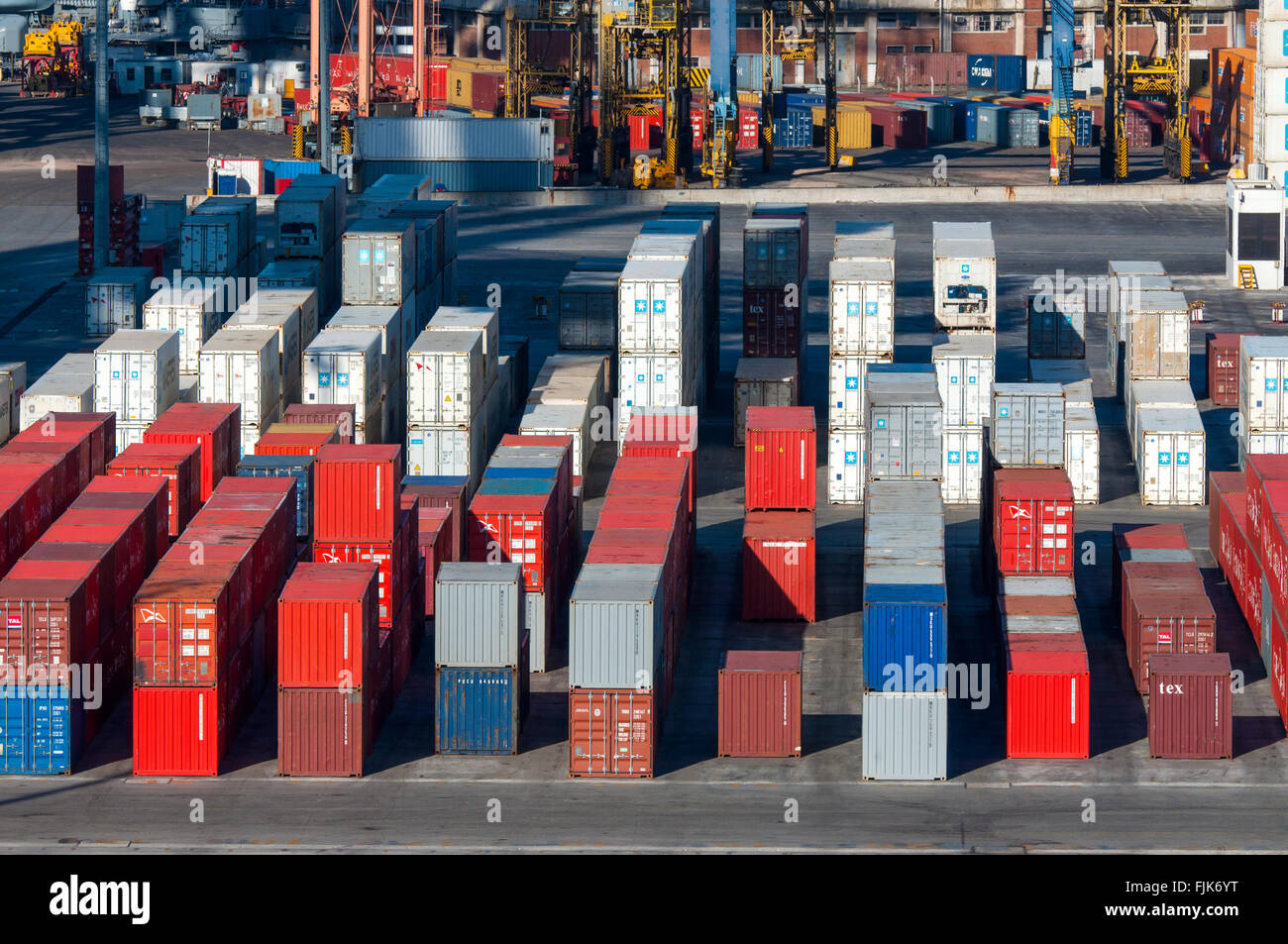 Container im Hafen von Montevideo, Uruguay. Stockfoto