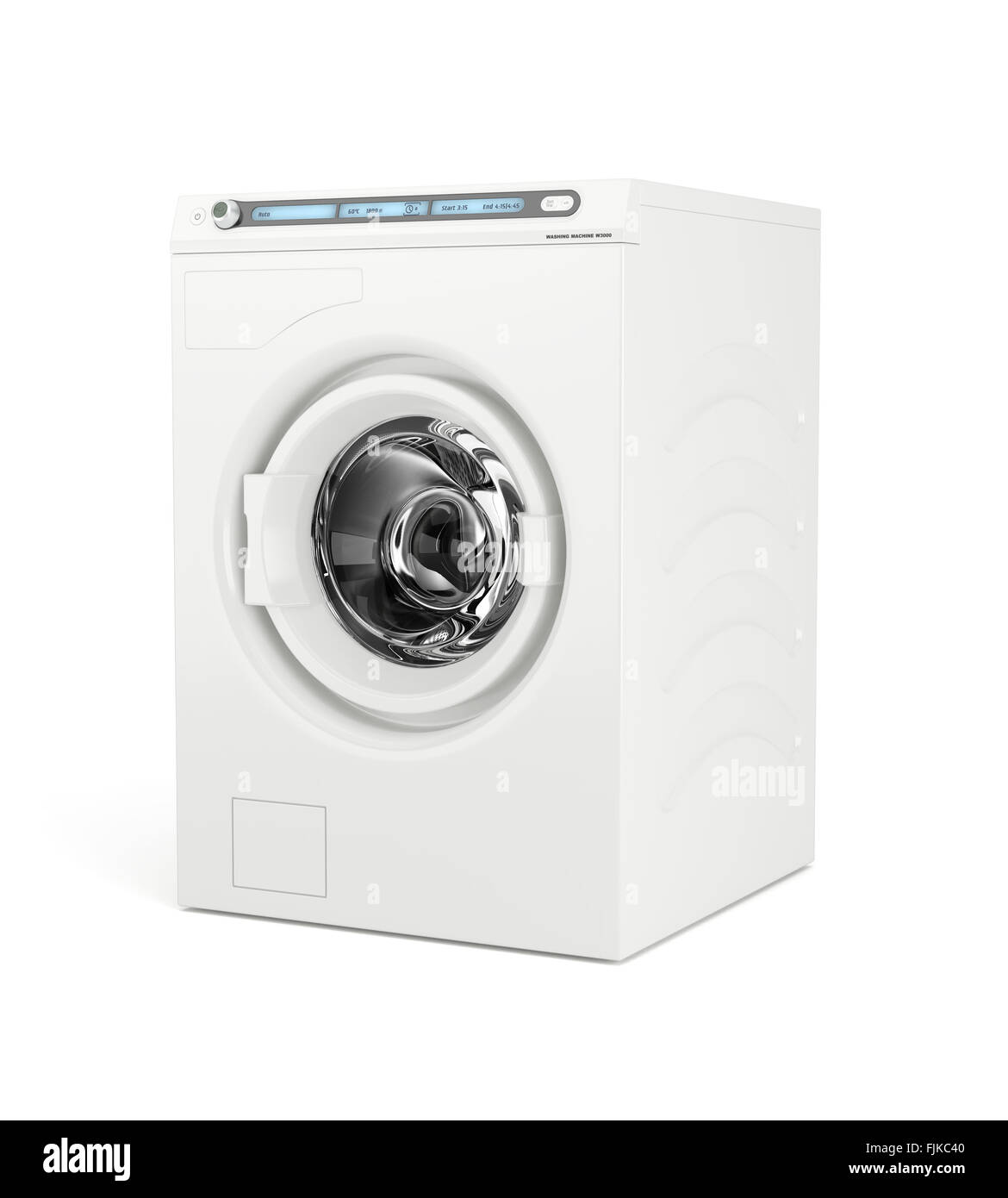 Weiße Waschmaschine isoliert auf weißem Hintergrund Stockfoto