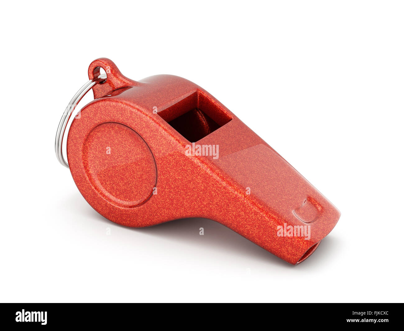 3D Darstellung der Stahl Metall rote Süßigkeit Pfeife isoliert auf weißem Hintergrund Stockfoto