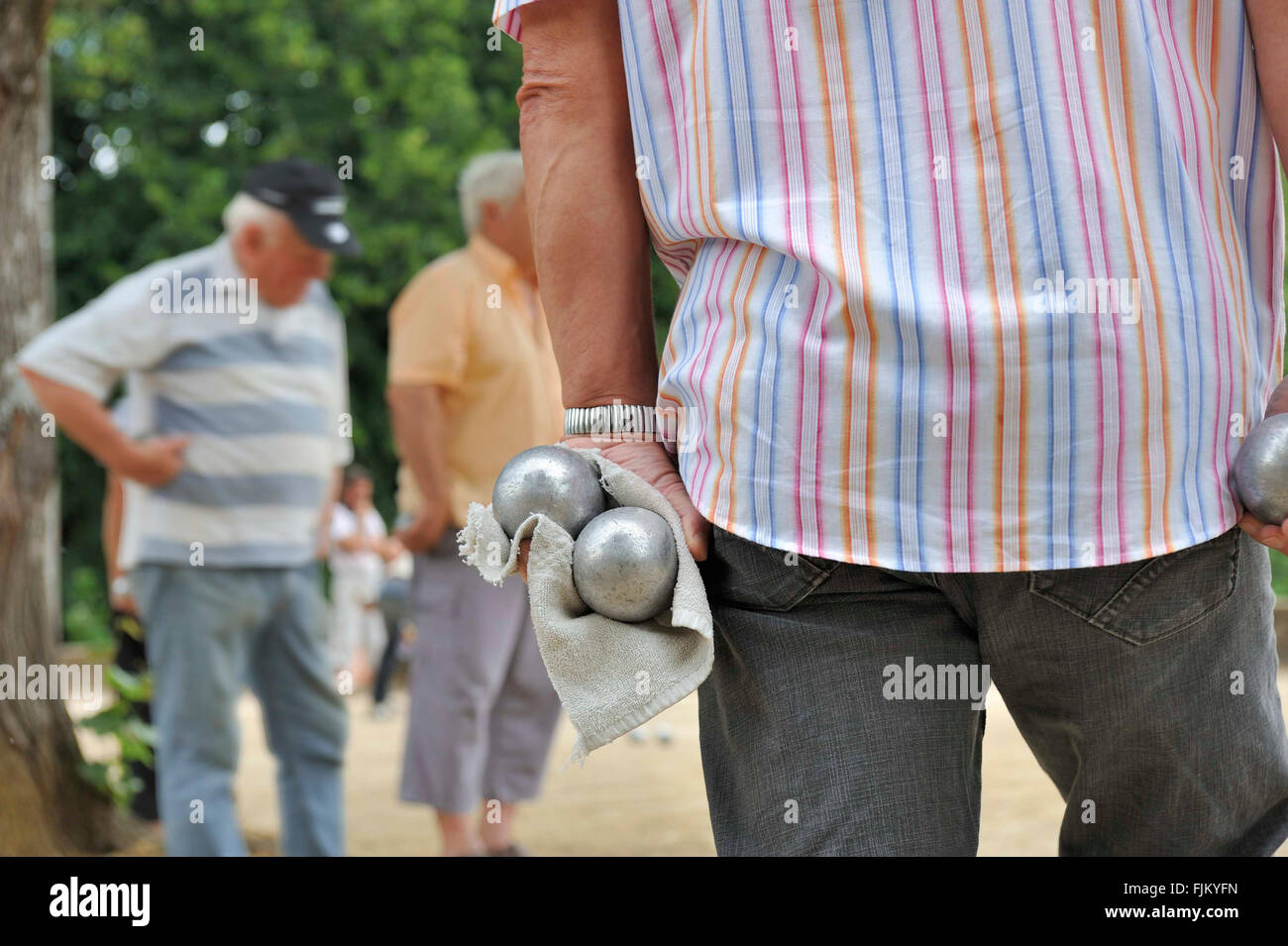 Spielen Jeu de Boule in Frankreich, Europa Stockfoto