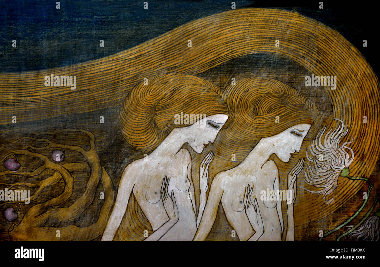 Frauen im Garten 1893 Jan Toorop (Johannes Theodorus) 1858-1928 niederländischen indonesischen Symbolik - Jugendstil - Pointillismus Maler Niederlande Stockfoto