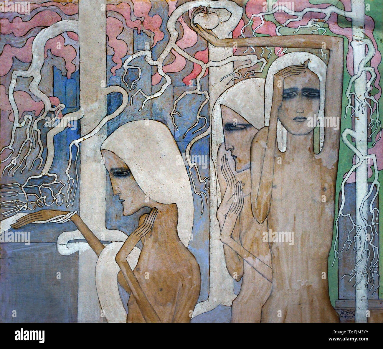 Eine geheimnisvolle Hand, die zu einer anderen Straße 1893 Jan Toorop (Johannes Theodorus) 1858-1928 niederländischen indonesischen Symbolik - Jugendstil - Pointillismus Maler Niederlande führt Stockfoto