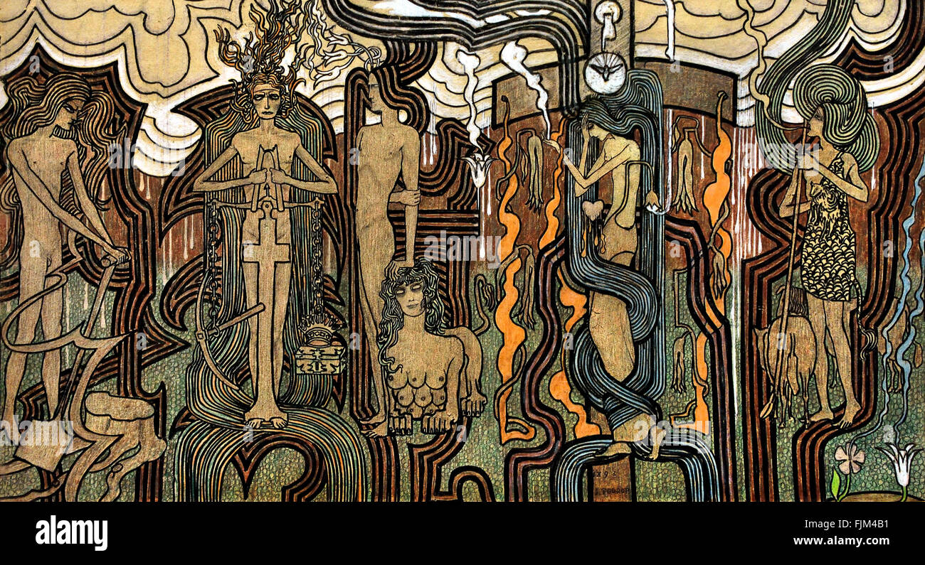 Gesang der Zeit 1893 Jan Toorop (Johannes Theodorus) 1858-1928 niederländischen indonesischen Symbolik - Jugendstil - Pointillismus Maler Niederlande Stockfoto
