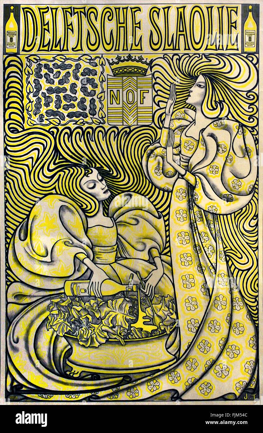 Delft Salatöl 1895 Jan Toorop (Johannes Theodorus) 1858-1928 niederländischen indonesischen Symbolik - Jugendstil - Pointillismus Maler Niederlande (Poster, Farblithographie) Stockfoto