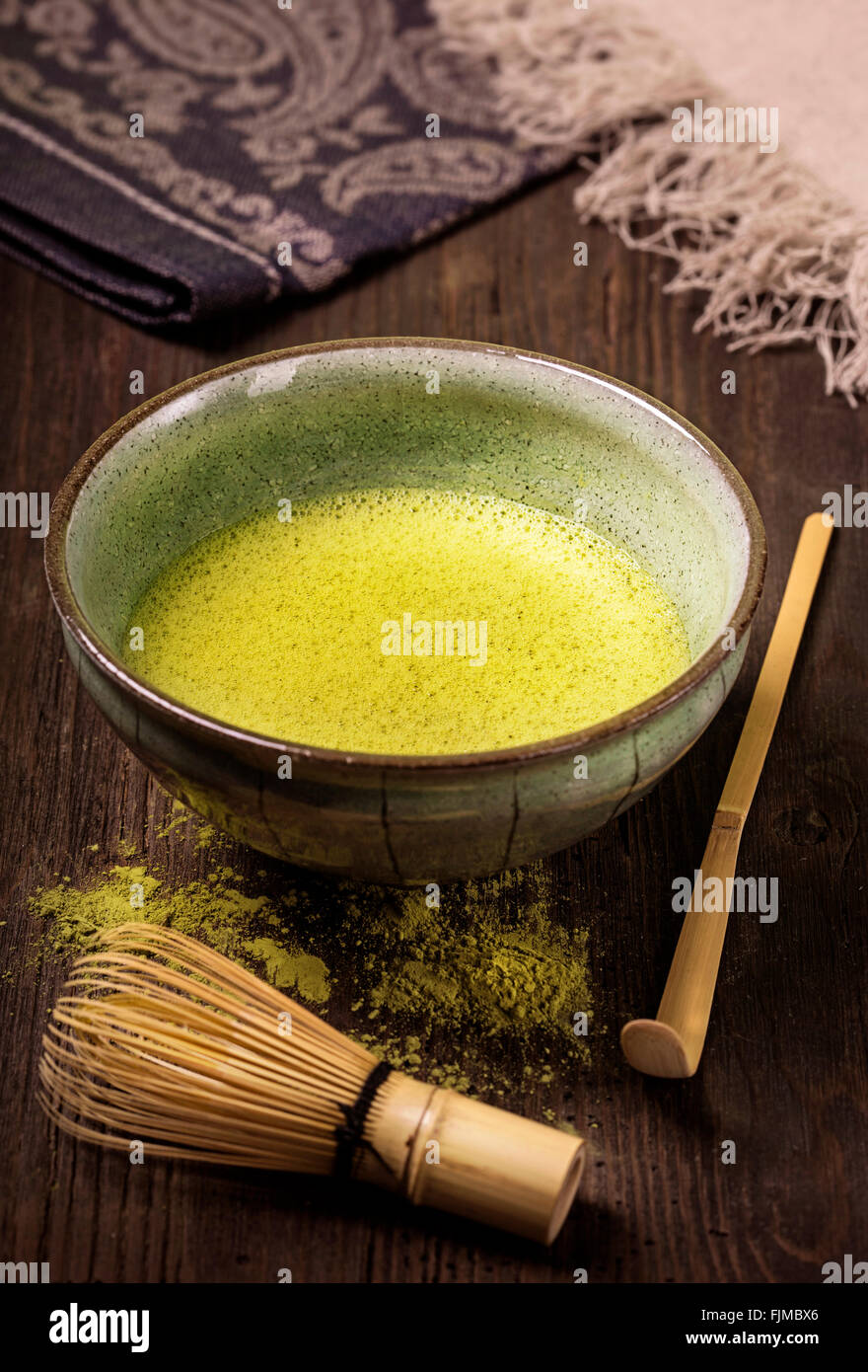 Fein pulverisierten Matcha Grüntee Stockfoto