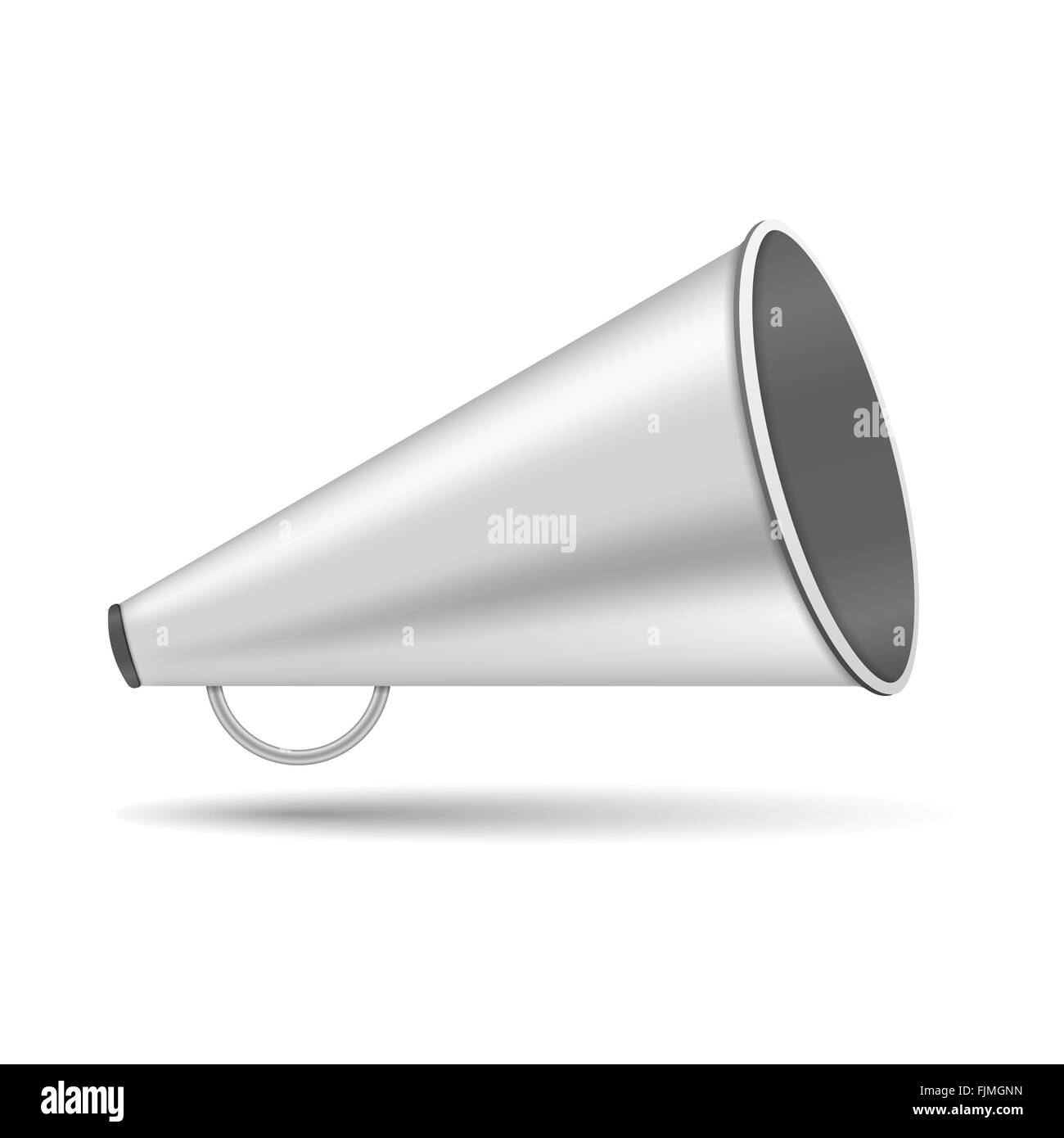 Metallische Megaphon auf weißem Hintergrund Stockfoto