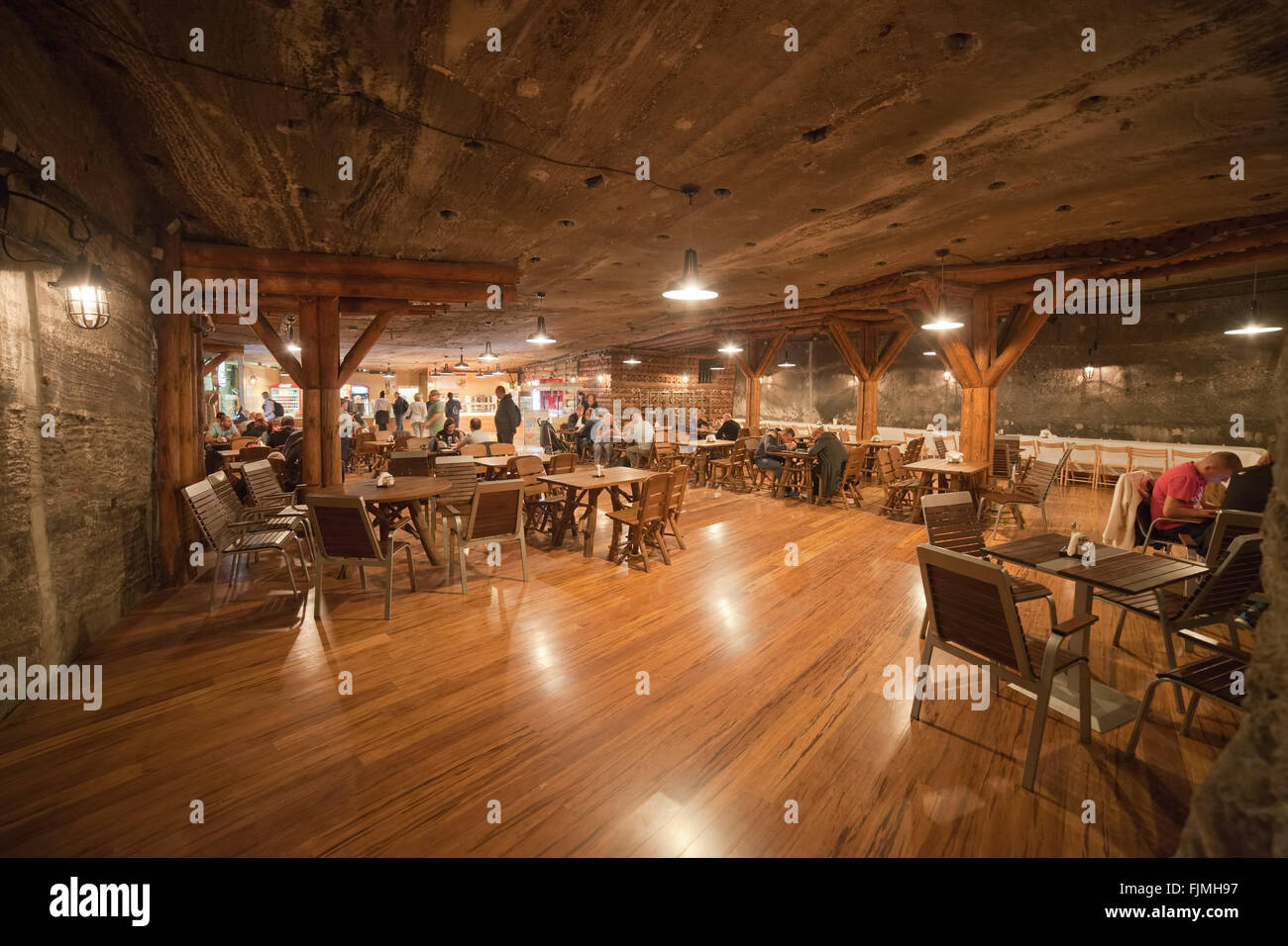 Europa, Polen, Salzbergwerk in Wieliczka, Restaurant café Stockfoto