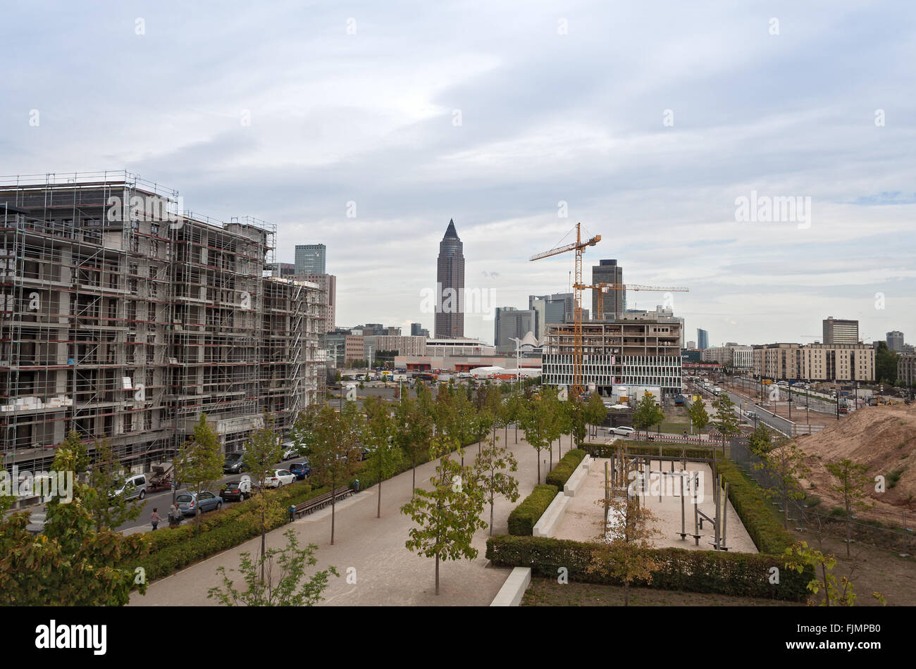 Baustelle in einem neuen Bezirk Frankfurt Europaviertel Stockfoto