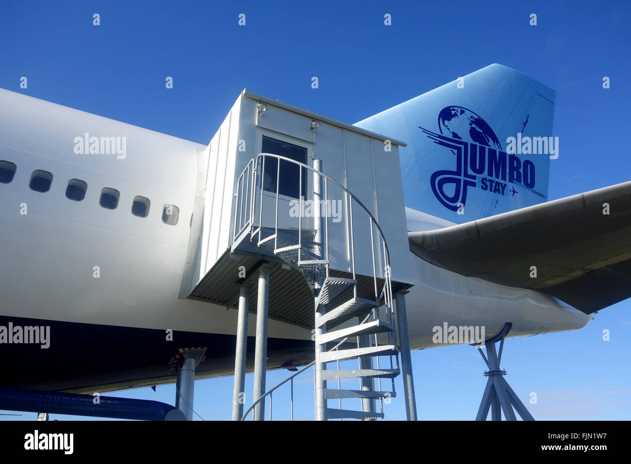 'Jumbo Hostel' Hotel am Flughafen Arlanda, Stockholm, Schweden Stockfoto