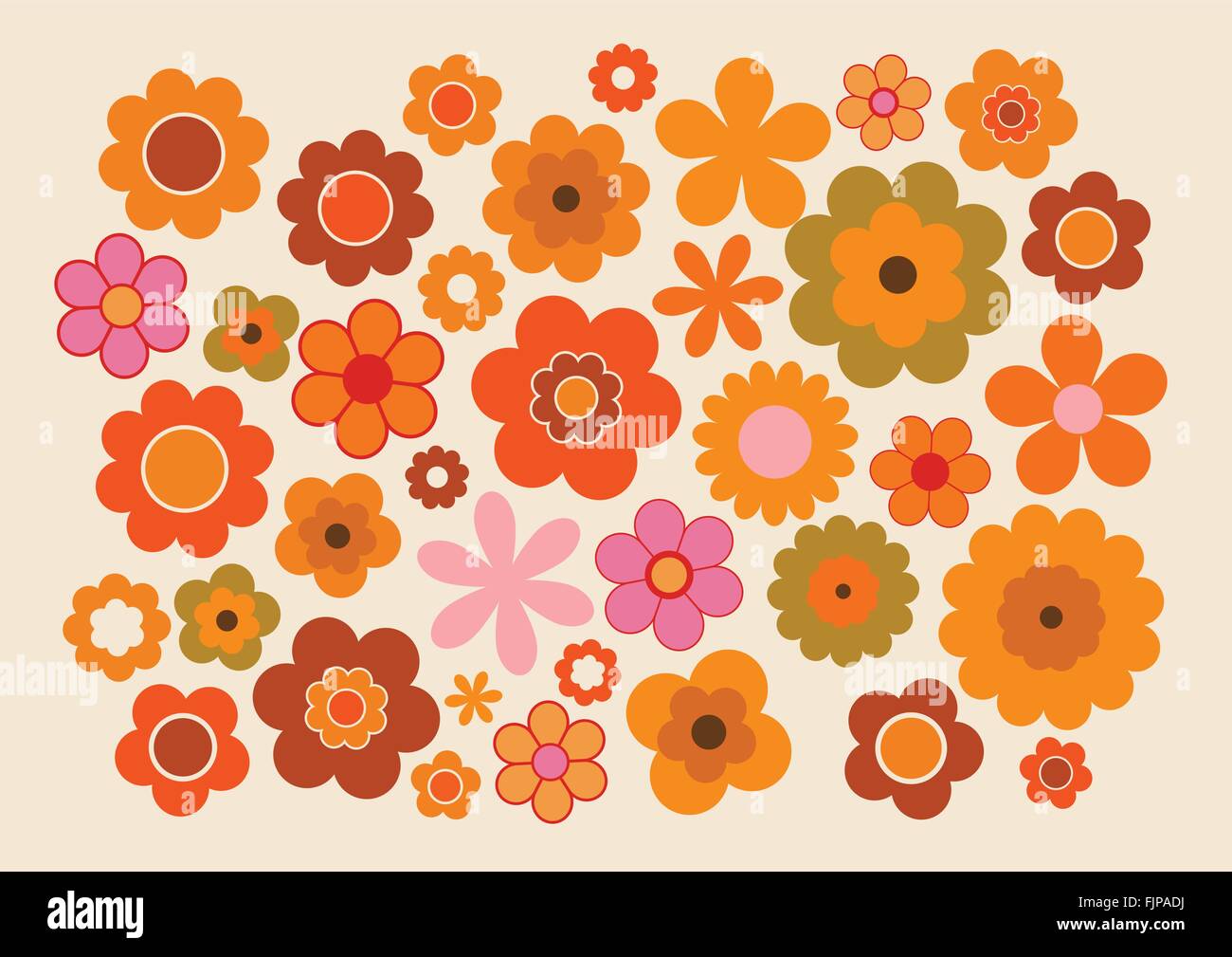 Vektor-Illustration der Blumen-Design und Farben in den 70er Jahren Stock Vektor
