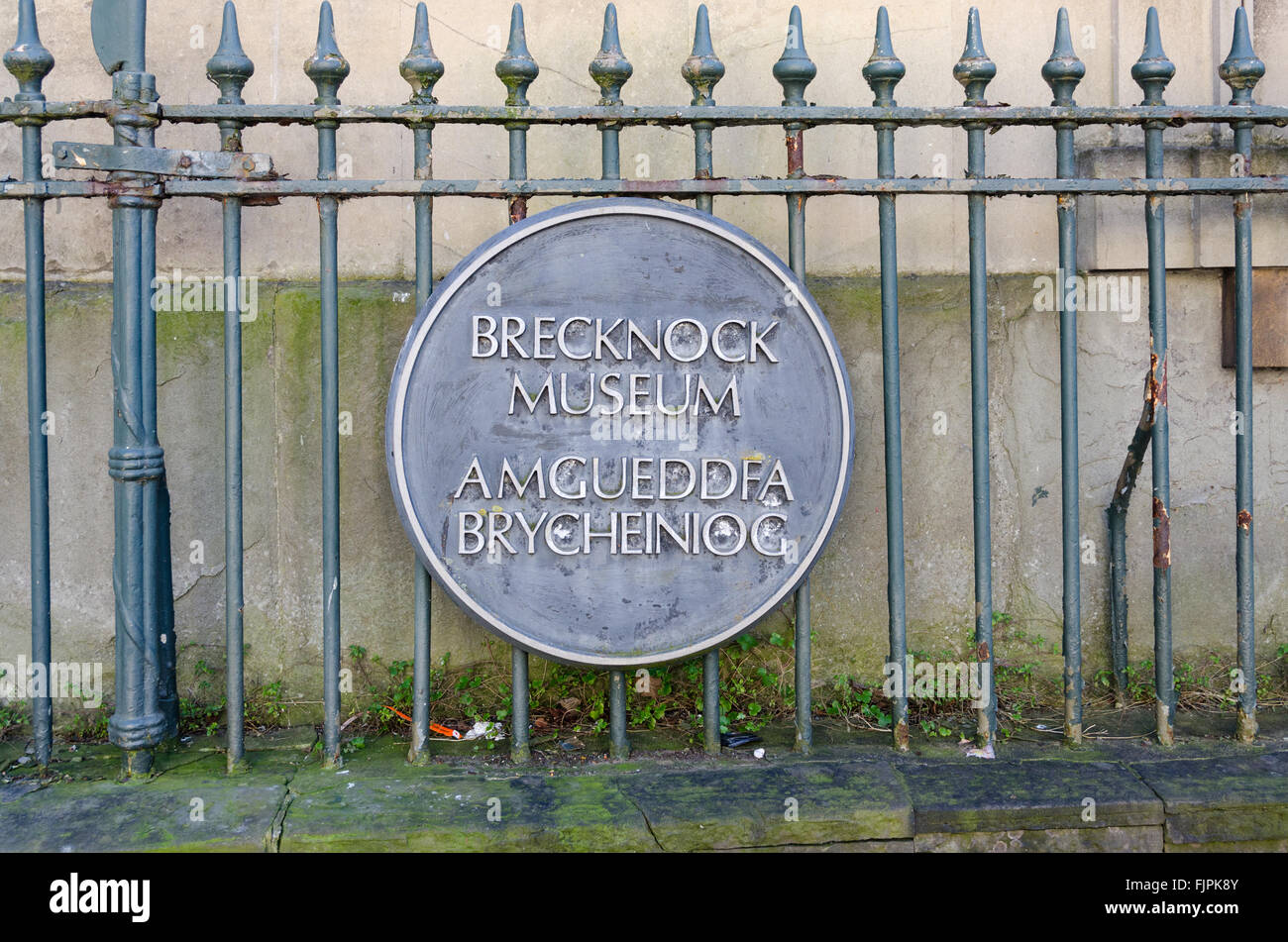 Melden Sie für Brecon oder Brcknock Museum im Zentrum von Brecon, Powys Stockfoto