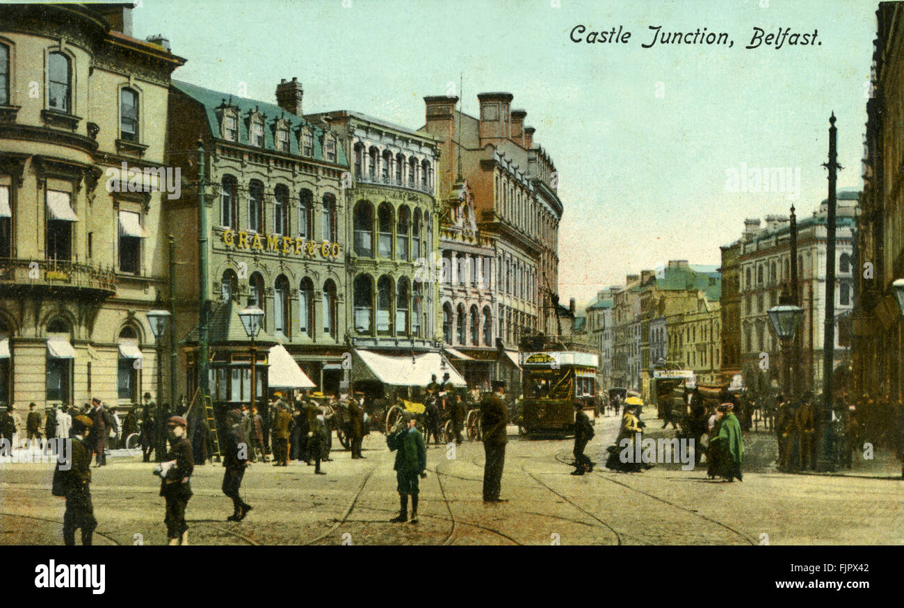 Schloss Junction, Belfast, Nordirland. Postkarte Stockfoto