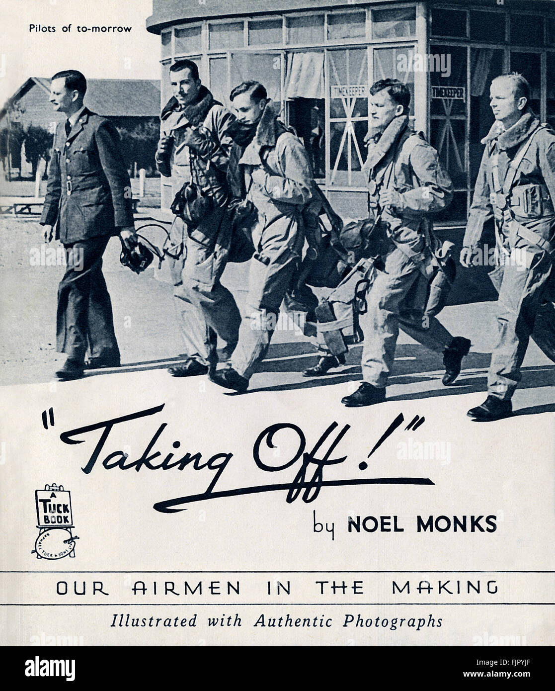 Titelblatt für TAKING OFF! Unsere Flieger in der Herstellung. Von Noel Mönchen, c 1940. Stockfoto