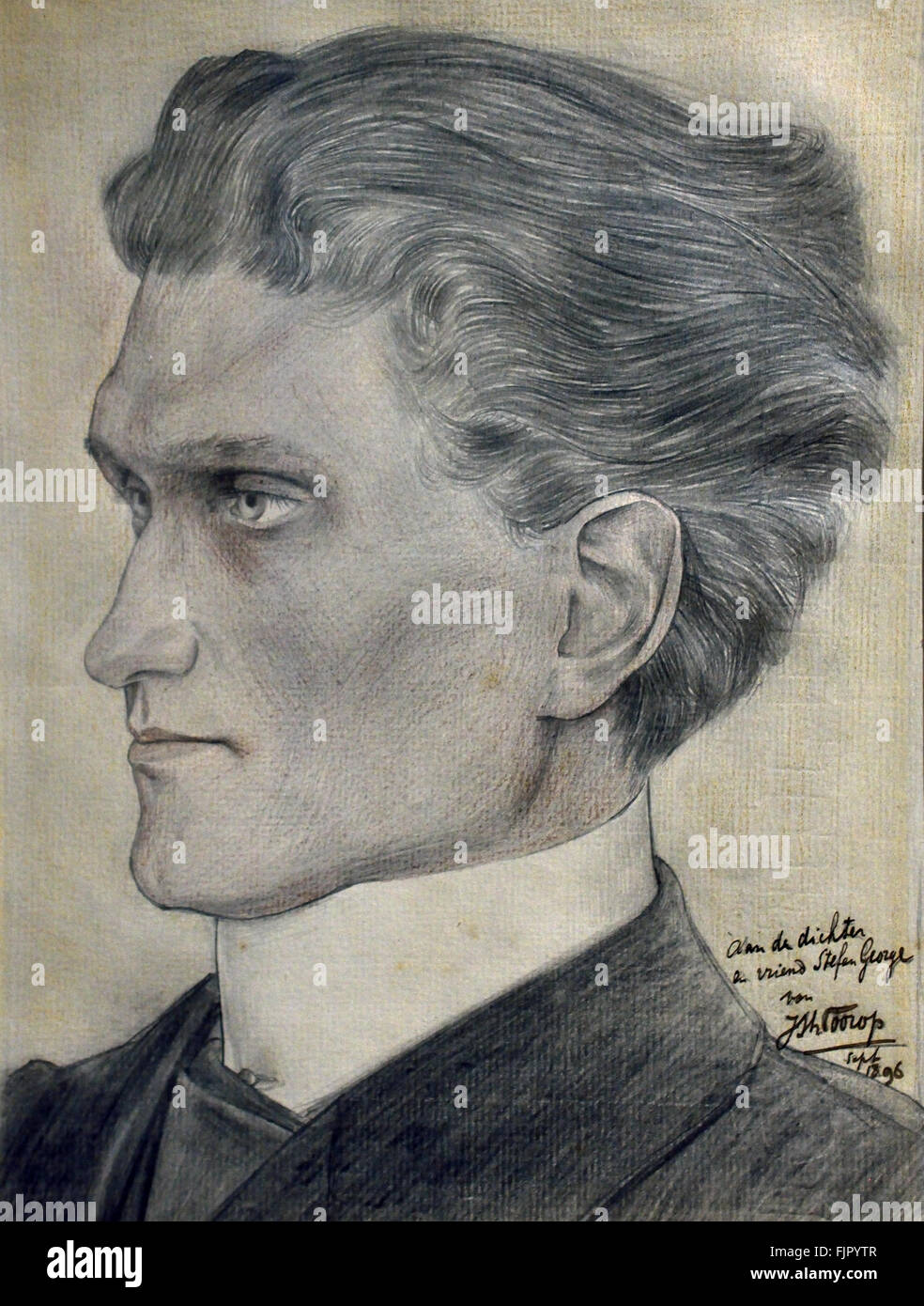 Porträt von Stefan George 1896 Jan Toorop (Johannes Theodorus Toorop) 1858-1928 niederländischen indonesische Maler Symbolik - Jugendstil - Pointillismus (Amsterdam Impressionismus Bewegung. Niederländische Niederlande Indonesien) Stockfoto