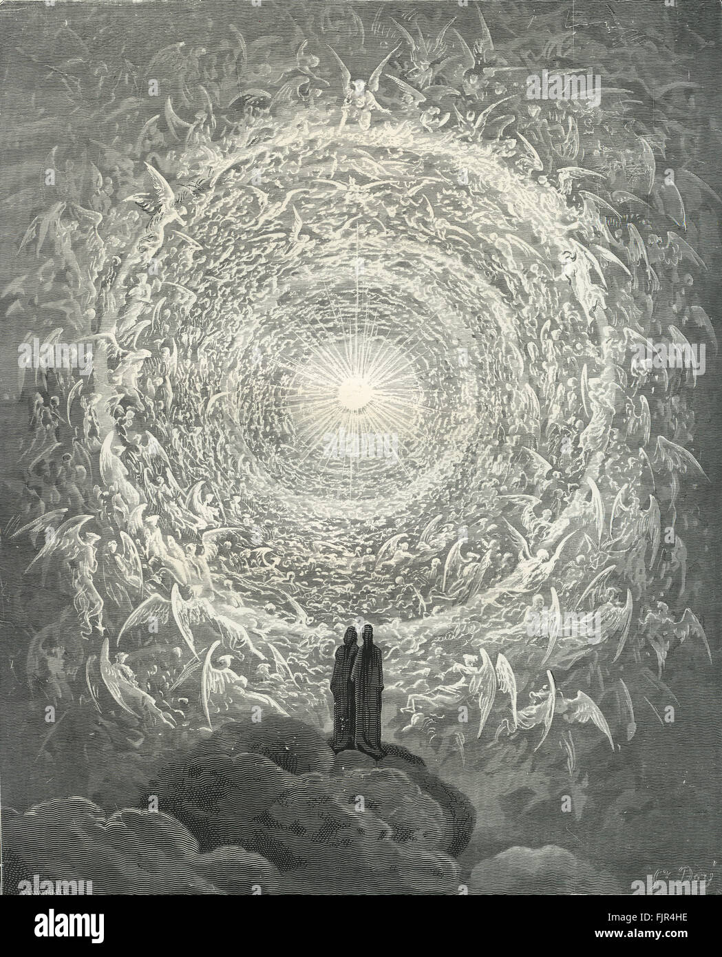 Dantes Paradies, Teil seiner Divina Commedia / die göttliche Komödie. Illustration von Gustave Doré. Canto XXXI Linien 1-3 'dann / vor meinen Augen lag In Mode wie eine Snow white Rose, die Heilige Vielzahl, / die in seinem eigenen Blut Christus vermählt' Dante Alighieri: Mitte Mai bis Mitte Juni 1265-September 13/14, 1321. Stockfoto