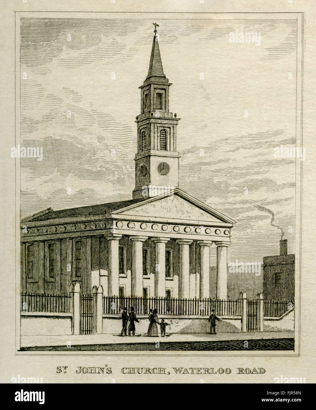 St. Johannes Kirche, Waterloo Road, London 1835. Im Jahre 1824 errichtete entworfen Architektur durch Francis Bedford (1784 – 1858) Merkmale dorischer Portikus mit sechs Säulen. Stockfoto