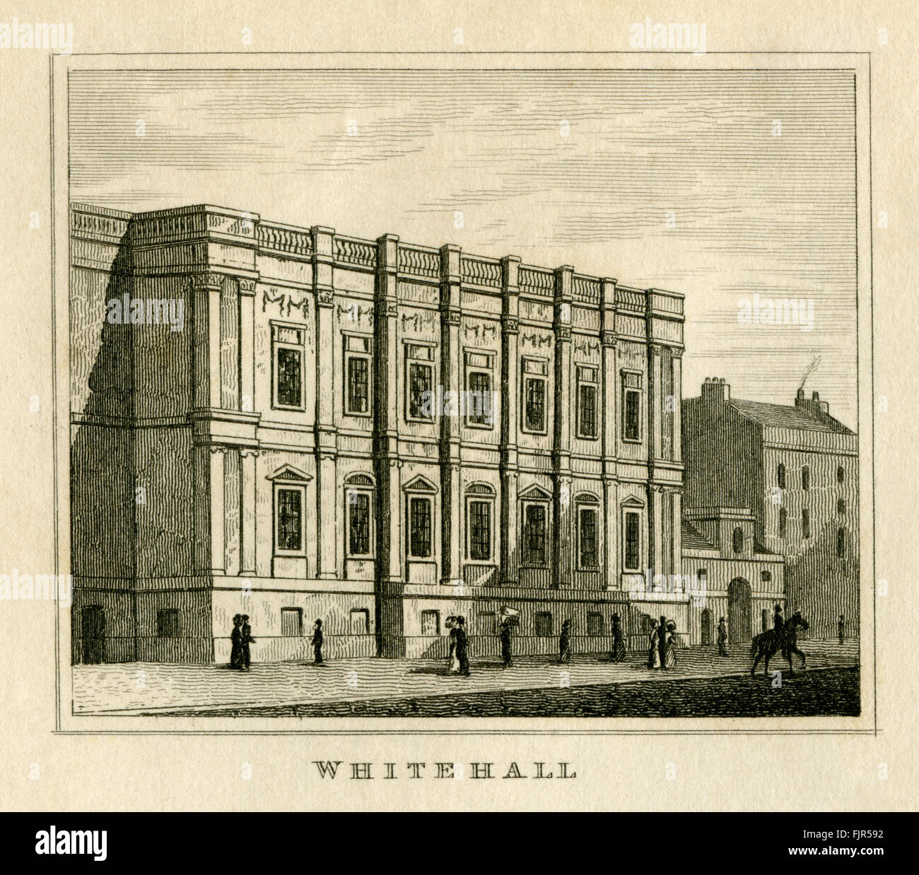Banqueting House, Whitehall, London 1835. 1619-1622 erbaut, entworfen von dem Architekten Inigo Jones (1573 – 1652) für King James ich. Stockfoto