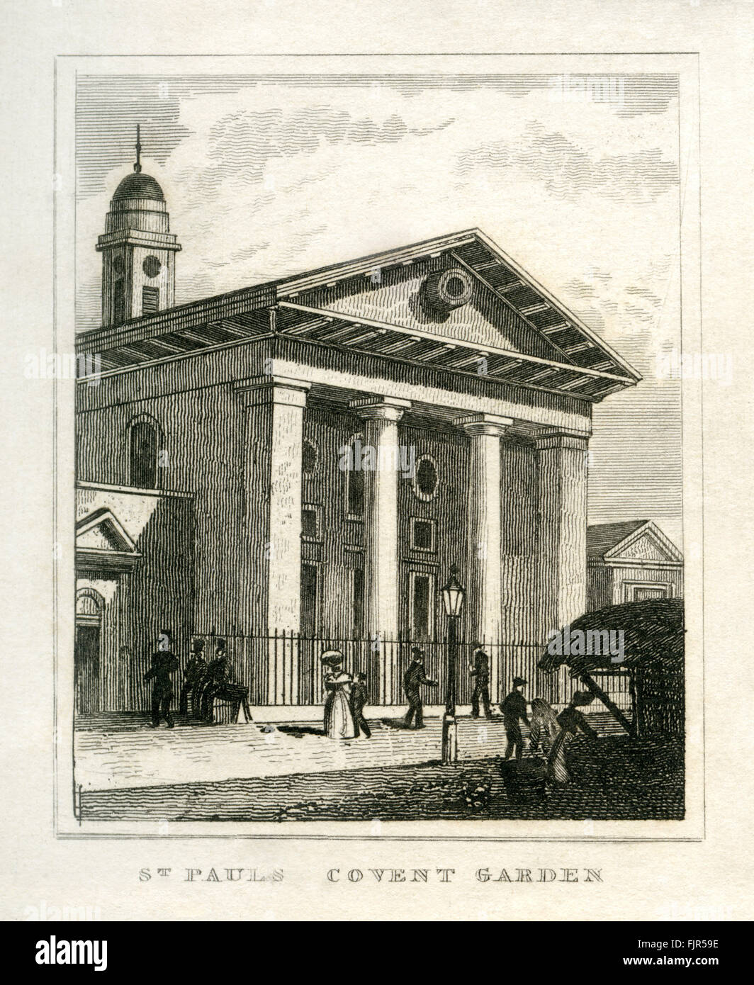 Str. Pauls Kirche, Covent Garden, London 1835. Erbaut im Jahre 1640 von Francis, Earl of Bedford, entworfen von Inigo Jones (1573 – 1652) Stockfoto