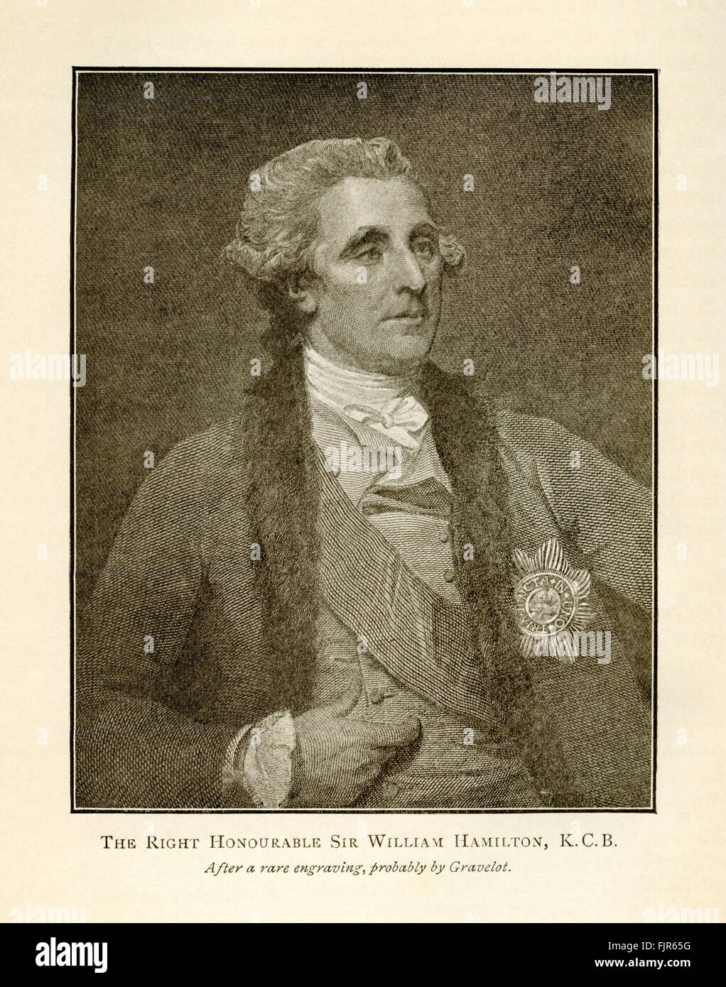 Die Recht Honourable Sir William Hamilton, K.C.B., aus einer Gravur wahrscheinlich durch Hubert-François Bourguignon (1699 – 1773) Stockfoto