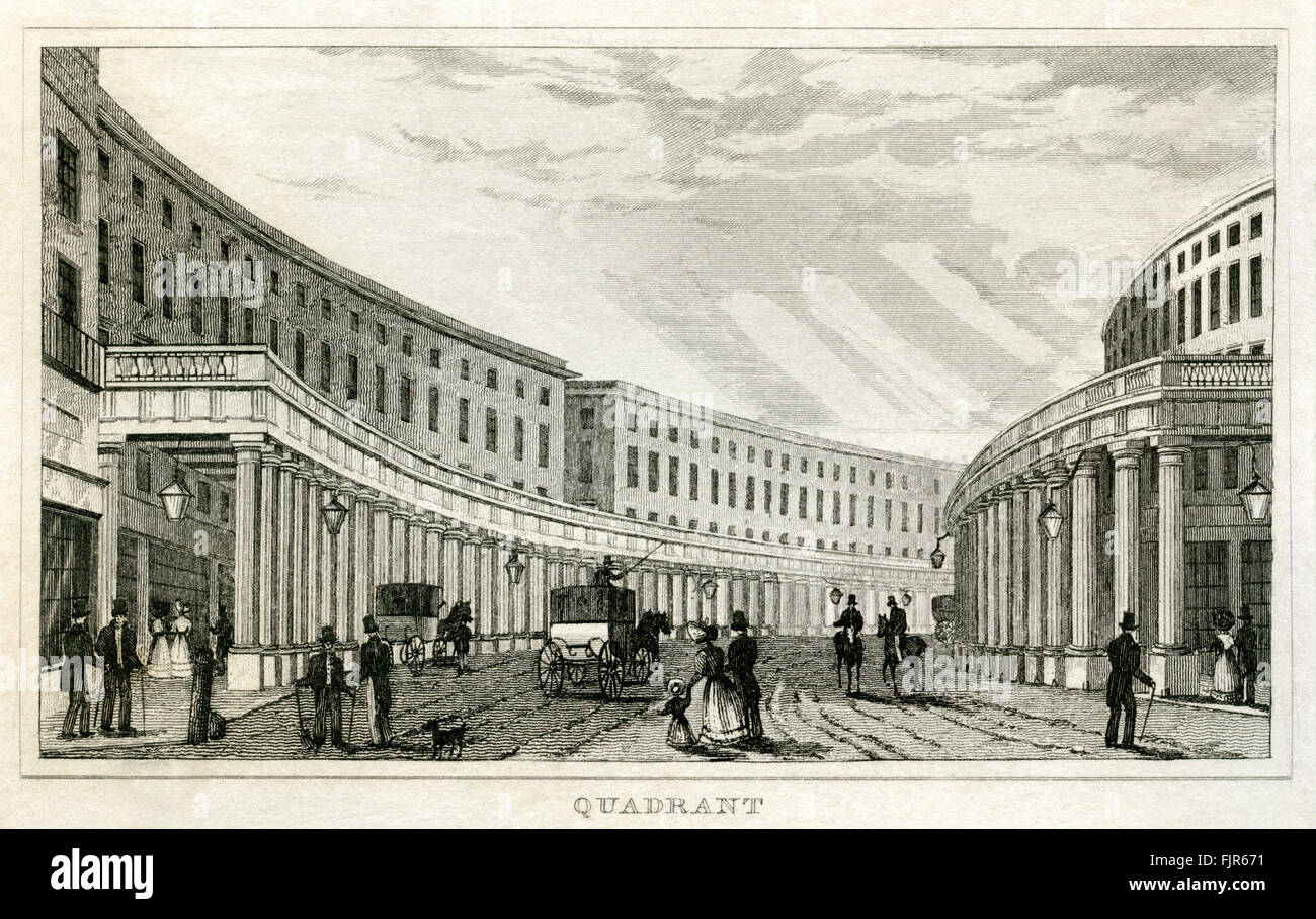 Der Quadrant, Regent Street in London. Ab 1835 print Stockfoto