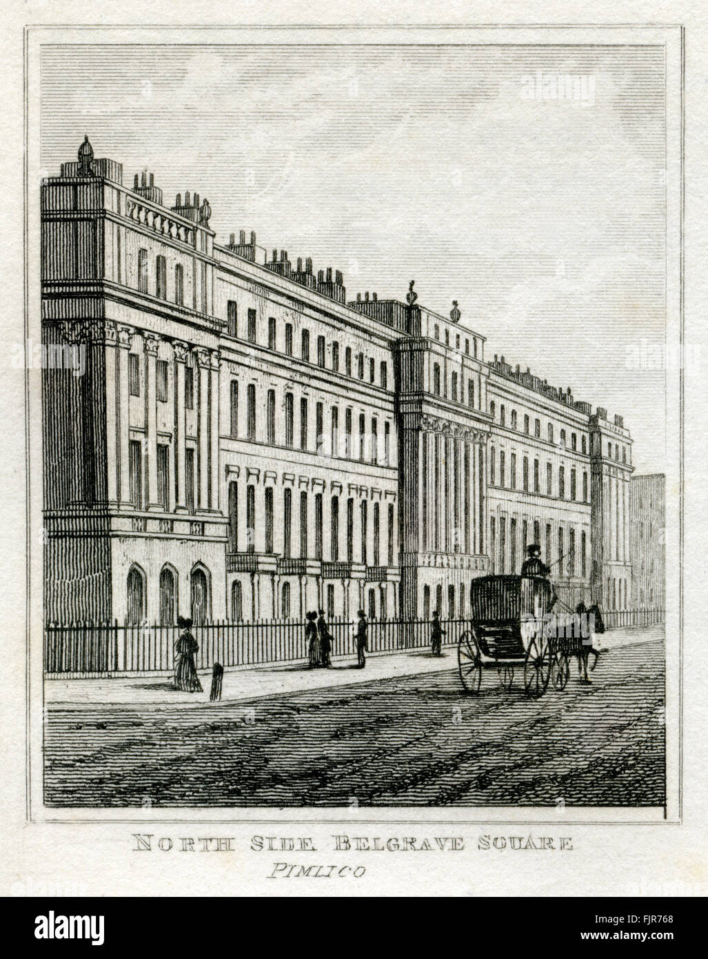 Belgrave Square, North Side, Pimlico, London. Ab 1835 print. Stockfoto