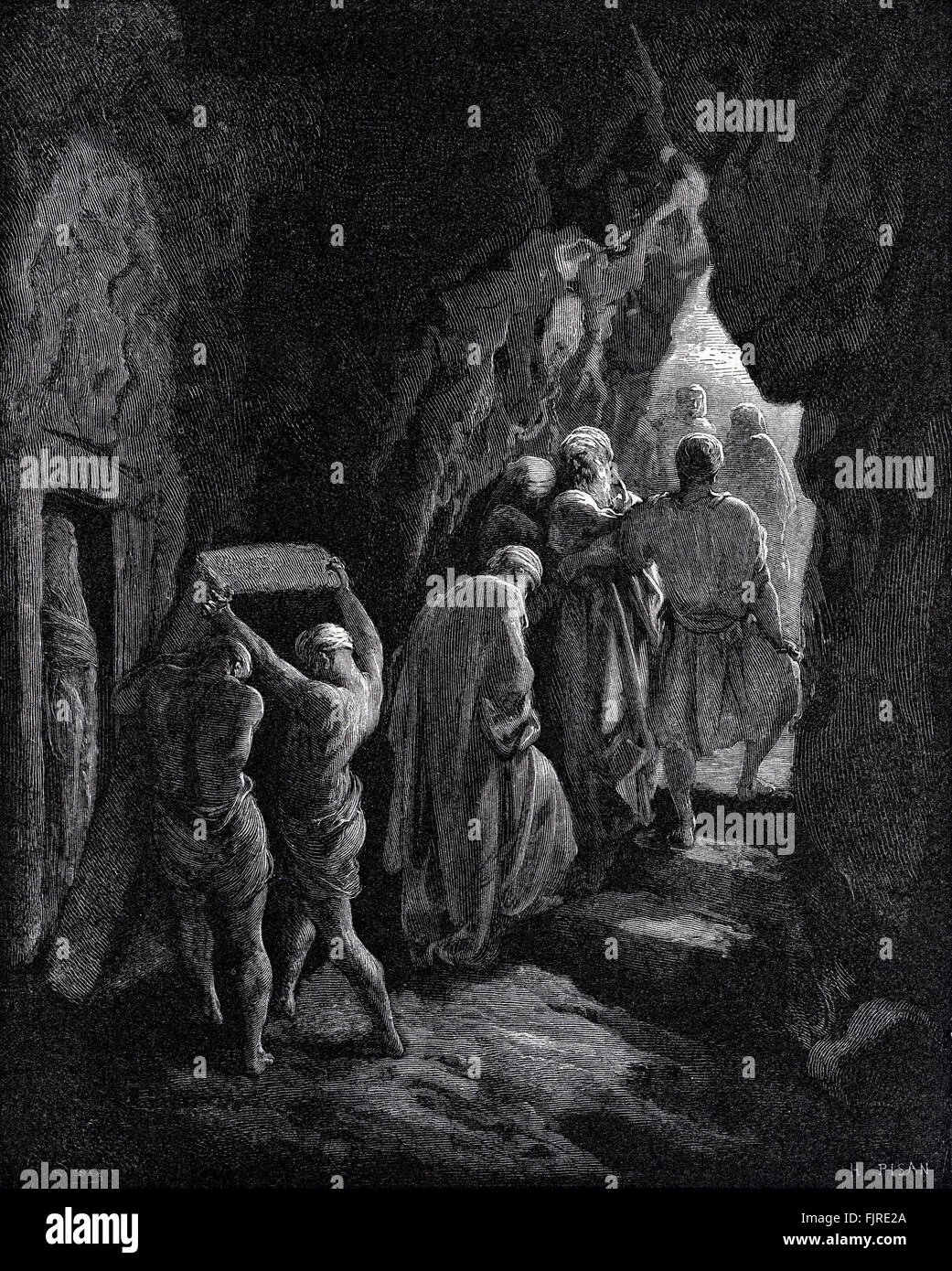 Beerdigung von Sarah bei Machpela (Genesis Kapitel XXIII), Illustration von Gustave Doré (1832 – 1883) Stockfoto