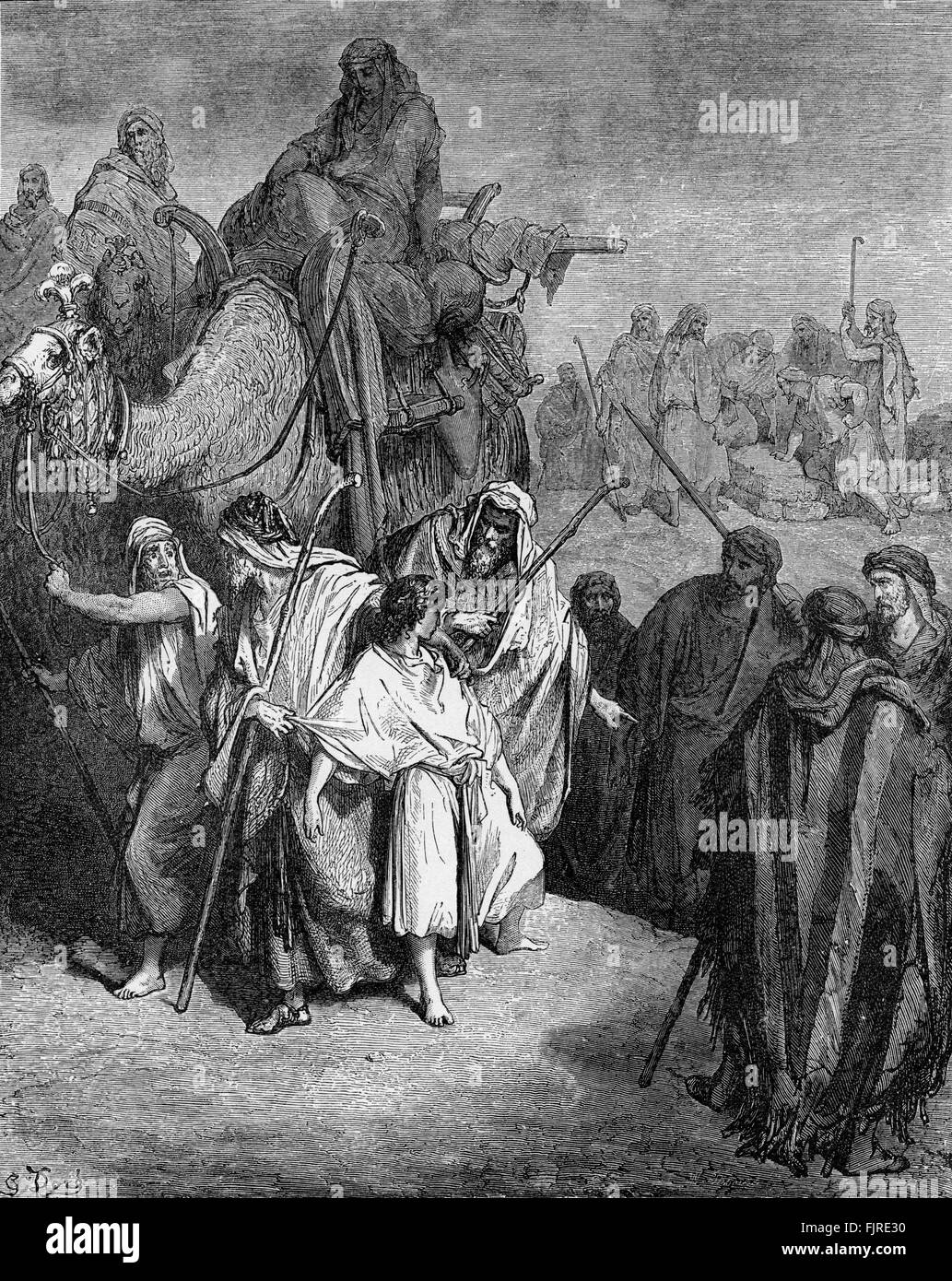 Joseph wird von seinen Brüdern nach Ägypten (Genesis Kapitel XXVII), Illustration von Gustave Doré (1832 – 1883) verkauft Stockfoto