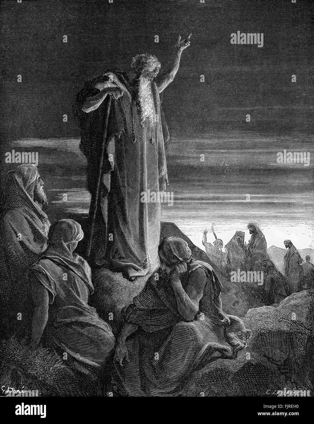Der Prophet Ezechiel prophezeit (Ezechiel Kapitel II), Illustration von Gustave Doré (1832 – 1883) Stockfoto