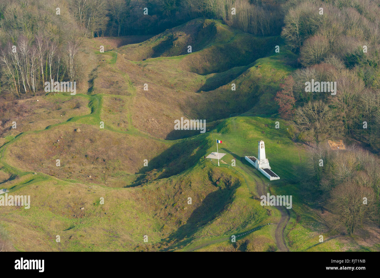 Meuse (55), Vauquois, Ancien Champs de Bataille De La Premiere Guerre Mondiale, la Butte de Vauquois (Vue Aerienne) / / Frankreich, M Stockfoto