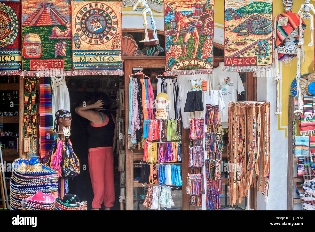 Souvenirläden Playa del Carmen Mexiko Stockfoto